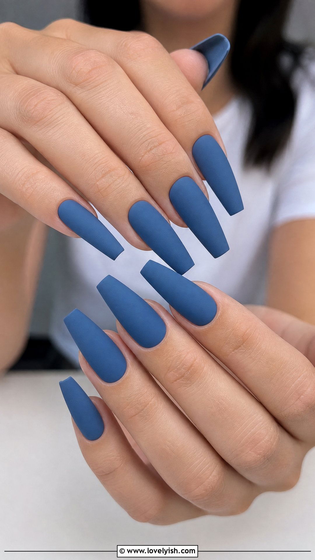 Denim Blue Coffin Nails - 50 blue nails - 50 blue nails