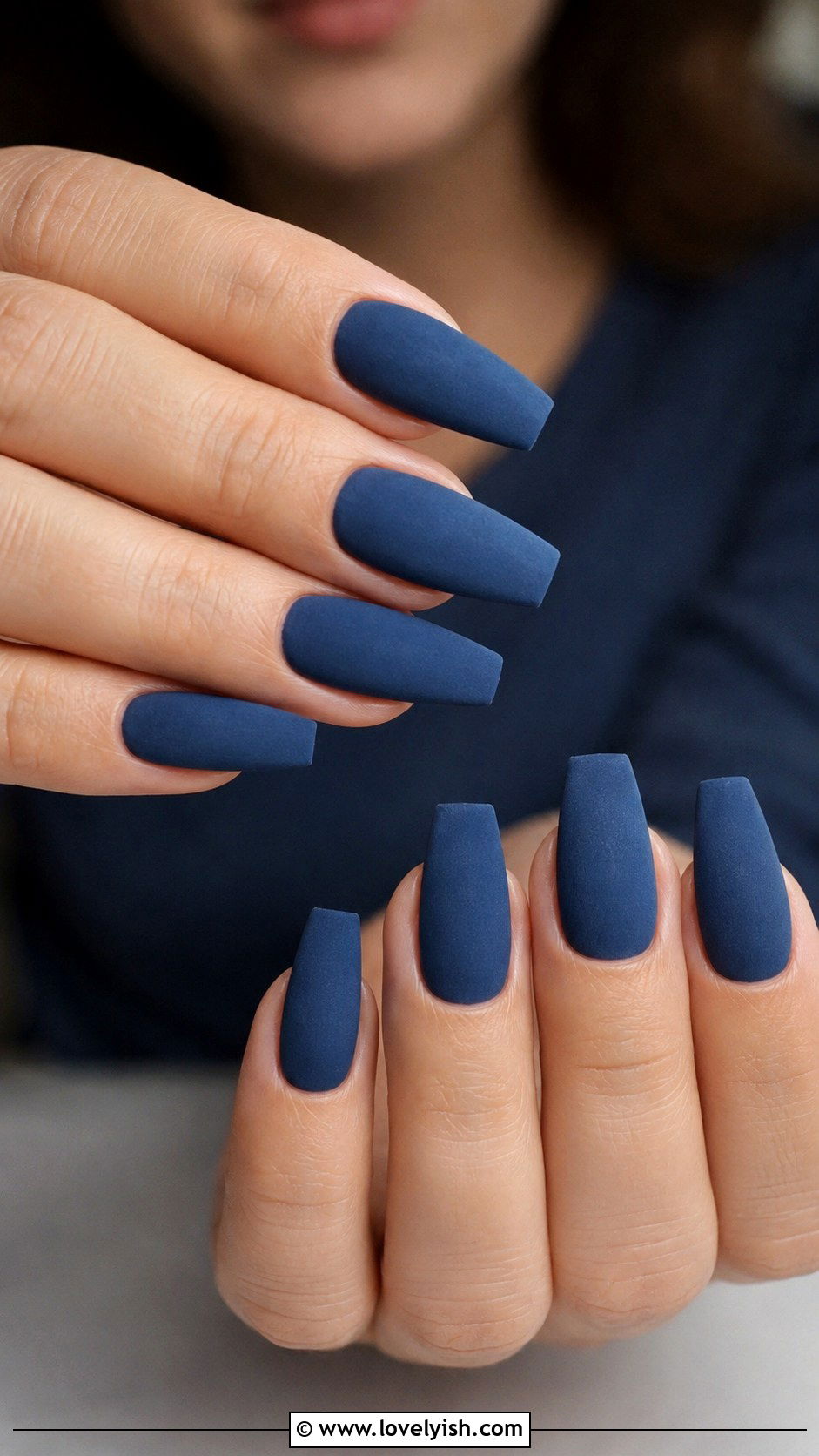 Denim Blue Matte Nails - 38 blue nail designs - 38 blue nail designs