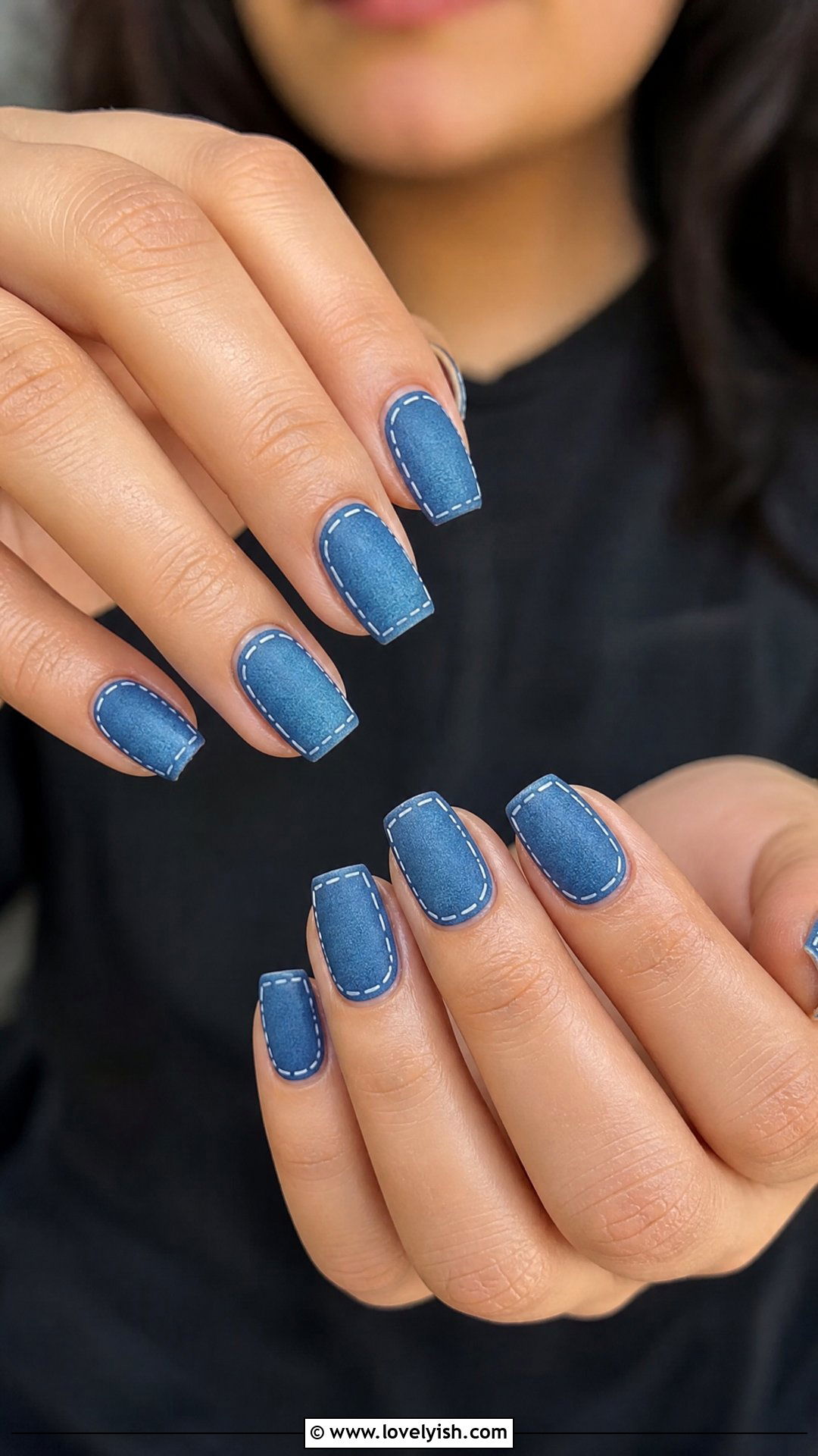 Denim Blue Stitching Nails - 50 blue nails - 50 blue nails