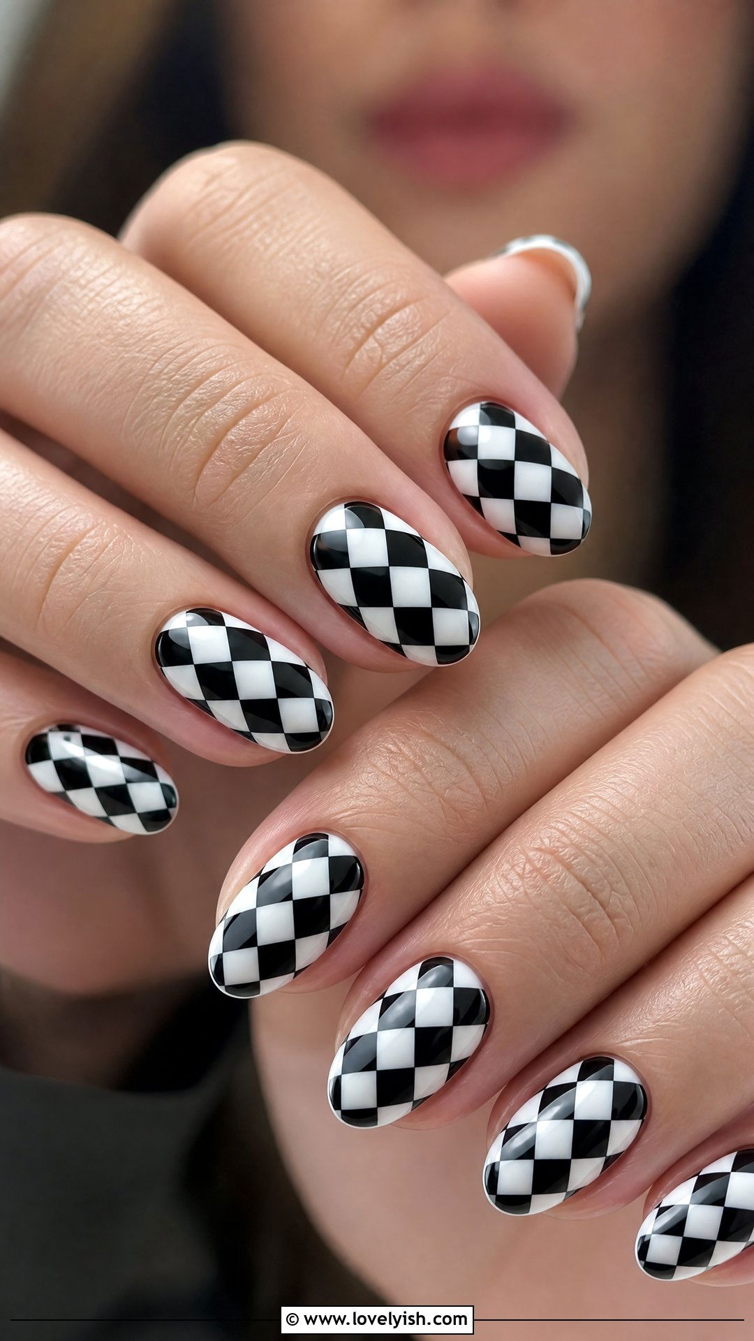 Diagonal Checkered Nails - 50 checkered nails - 50 checkered nails