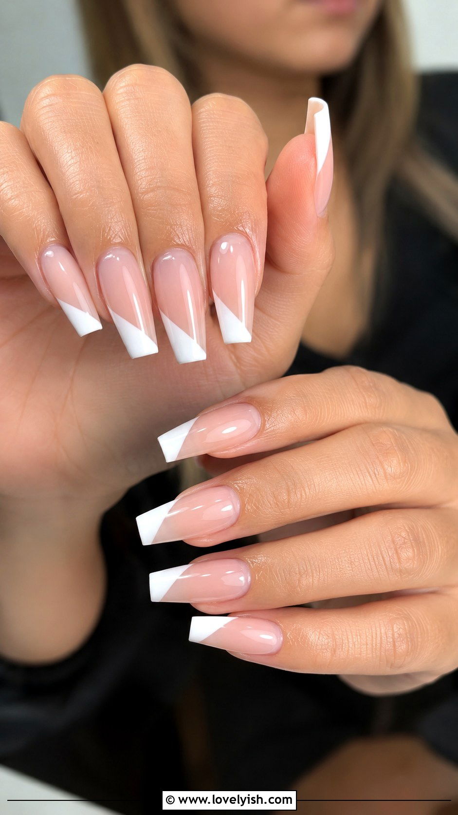 Diagonal French Tip Nails - 45 nail tips - 45 nail tips