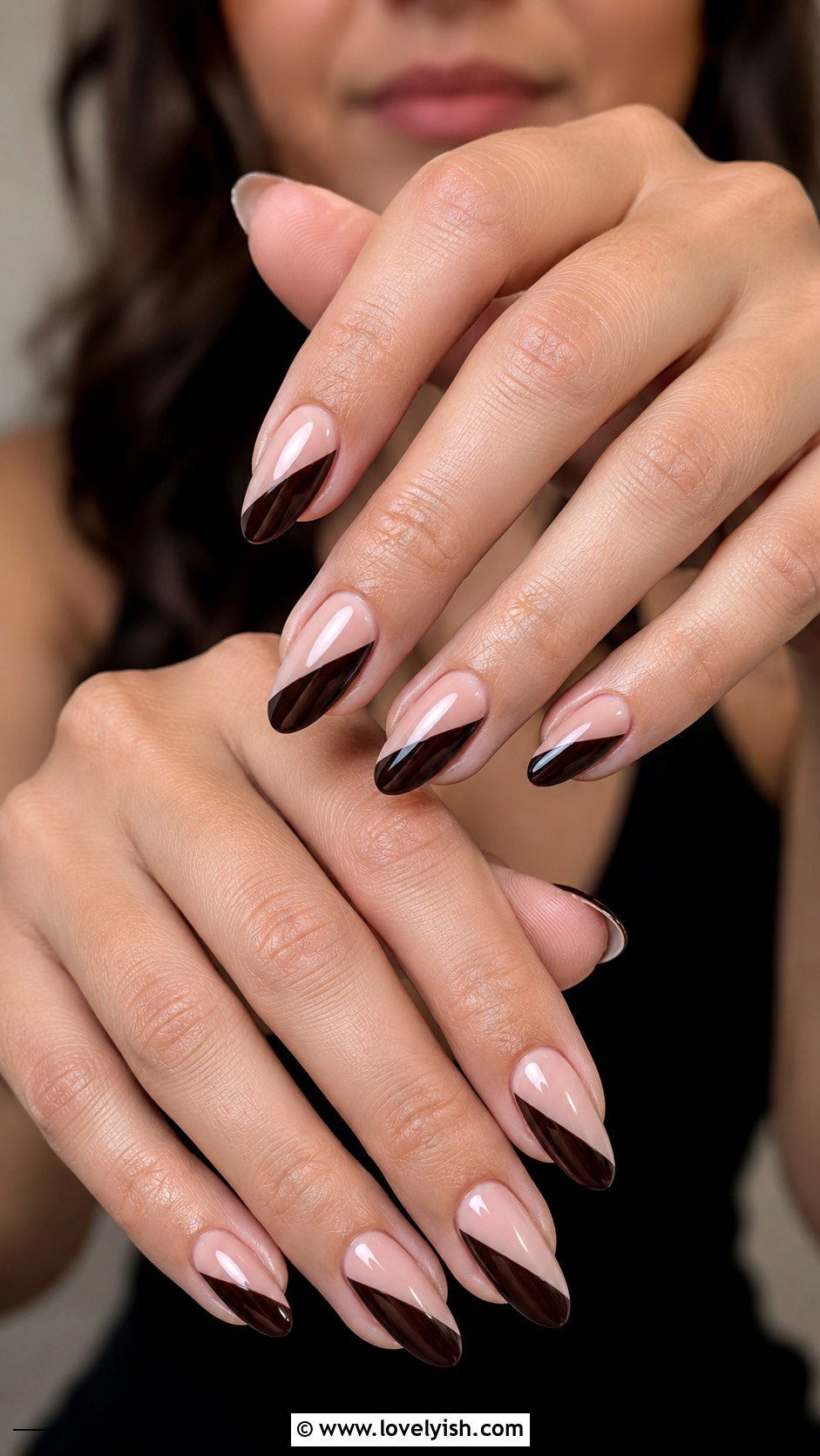 Diagonal Half and Half Nails - 25 easy nail art designs for beginners without tools - 25 easy nail art designs for beginners without tools