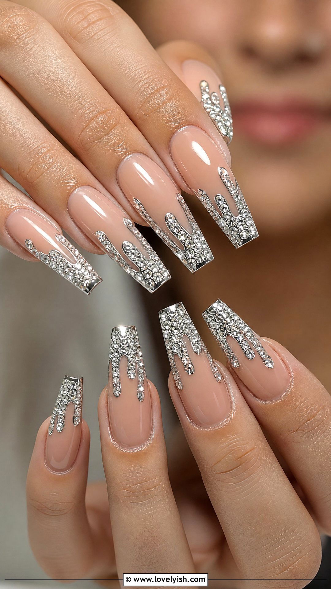 Diamond Drip Tip Nails - 50 diamond nails - 50 diamond nails