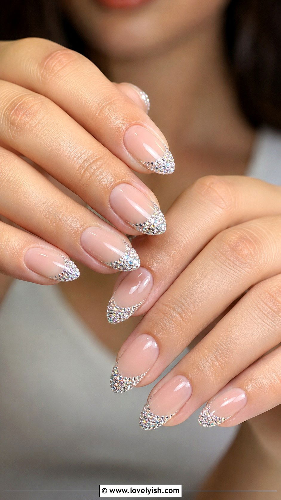Diamond Encrusted Tip Nails - 50 luxury nails - 50 luxury nails