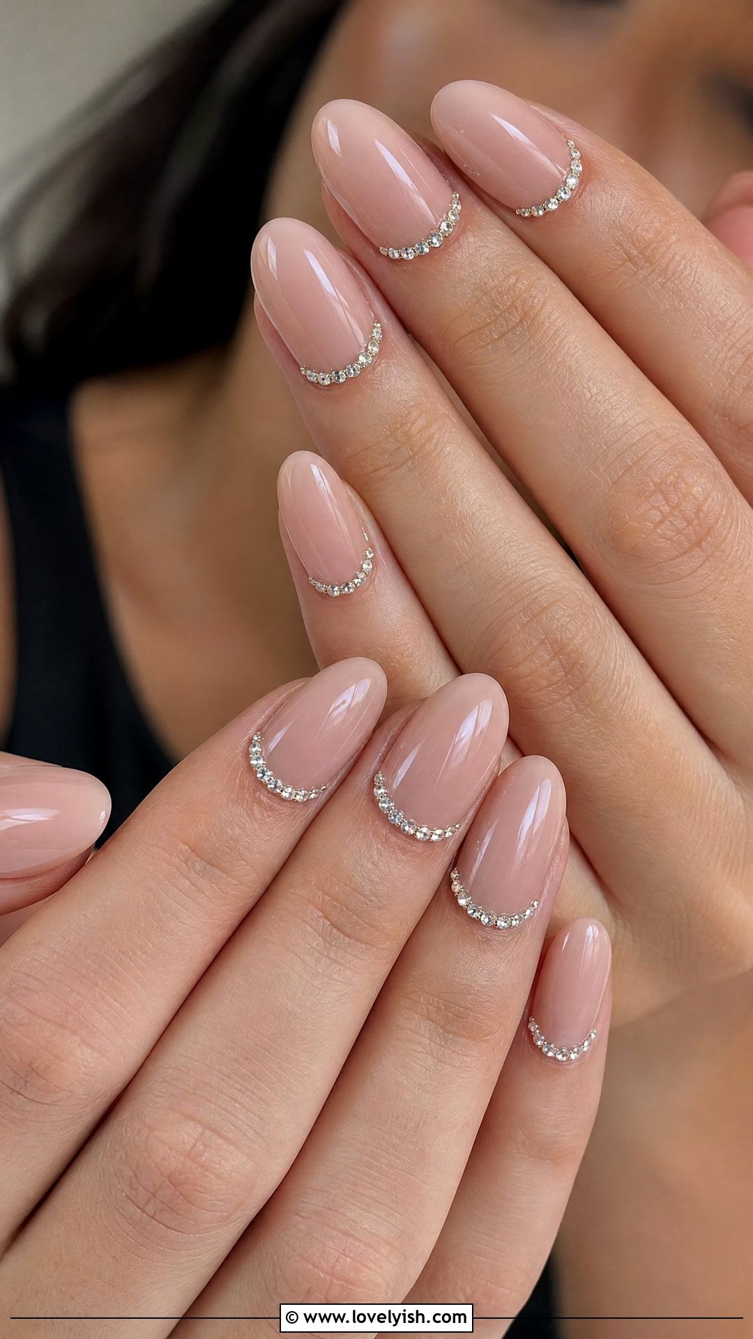 Diamond Lined Cuticle Nails - 30 nail designs with diamonds - 30 nail designs with diamonds
