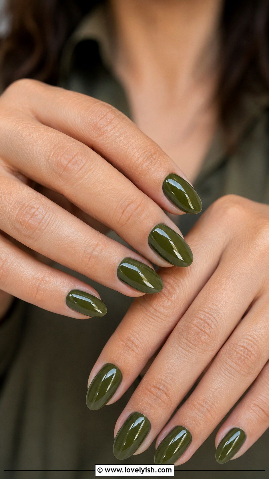 Dill Green Glossy Gel Nails - 25 gel nail art ideas - 25 gel nail art ideas