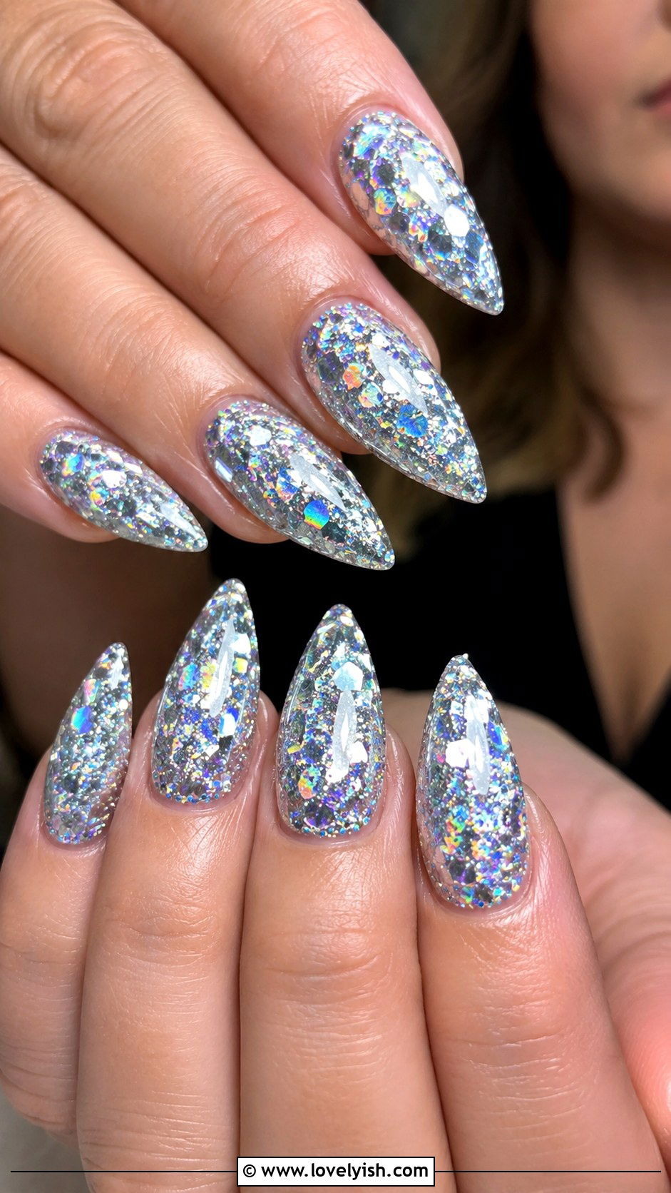 Disco Ball Glitter Birthday Nails - 50 birthday nails - 50 birthday nails