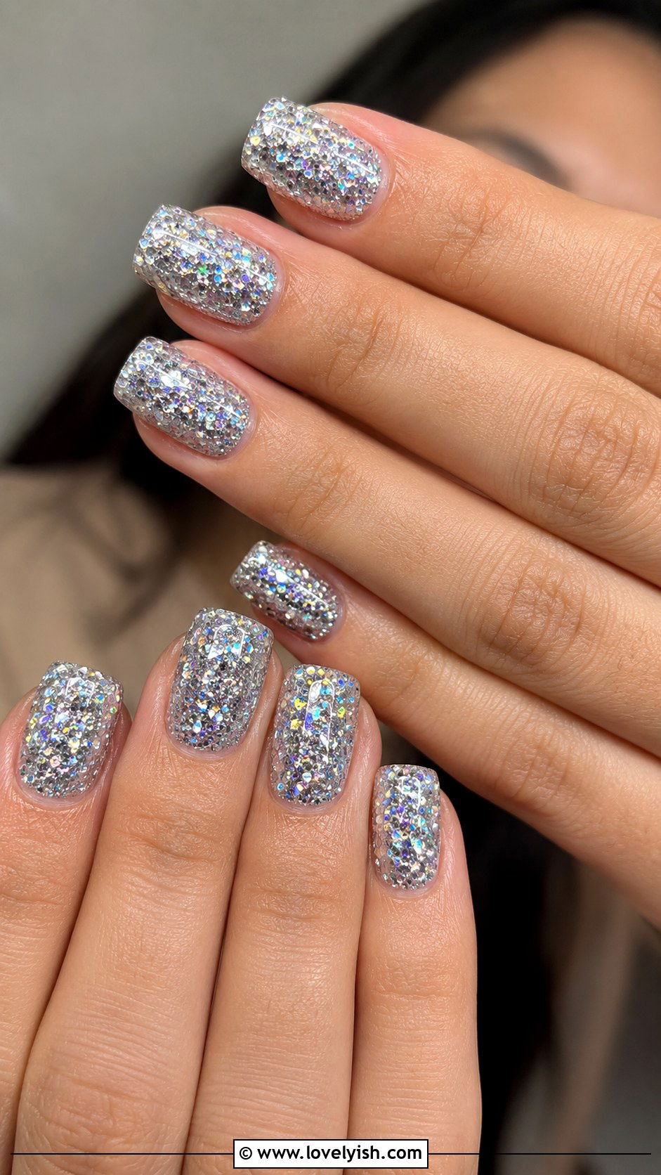 Disco Ball Silver Glitter Nails - 50 glitter nails - 50 glitter nails