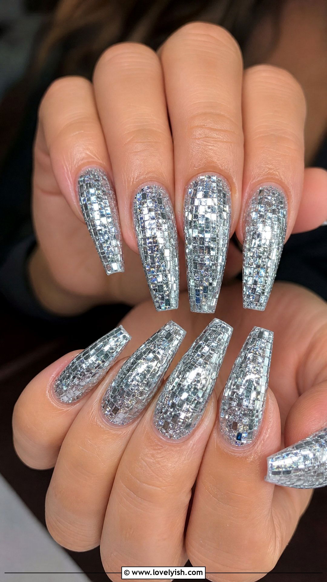 Disco Mirror Ball Glitter Nails - 50 concert nails - 50 concert nails