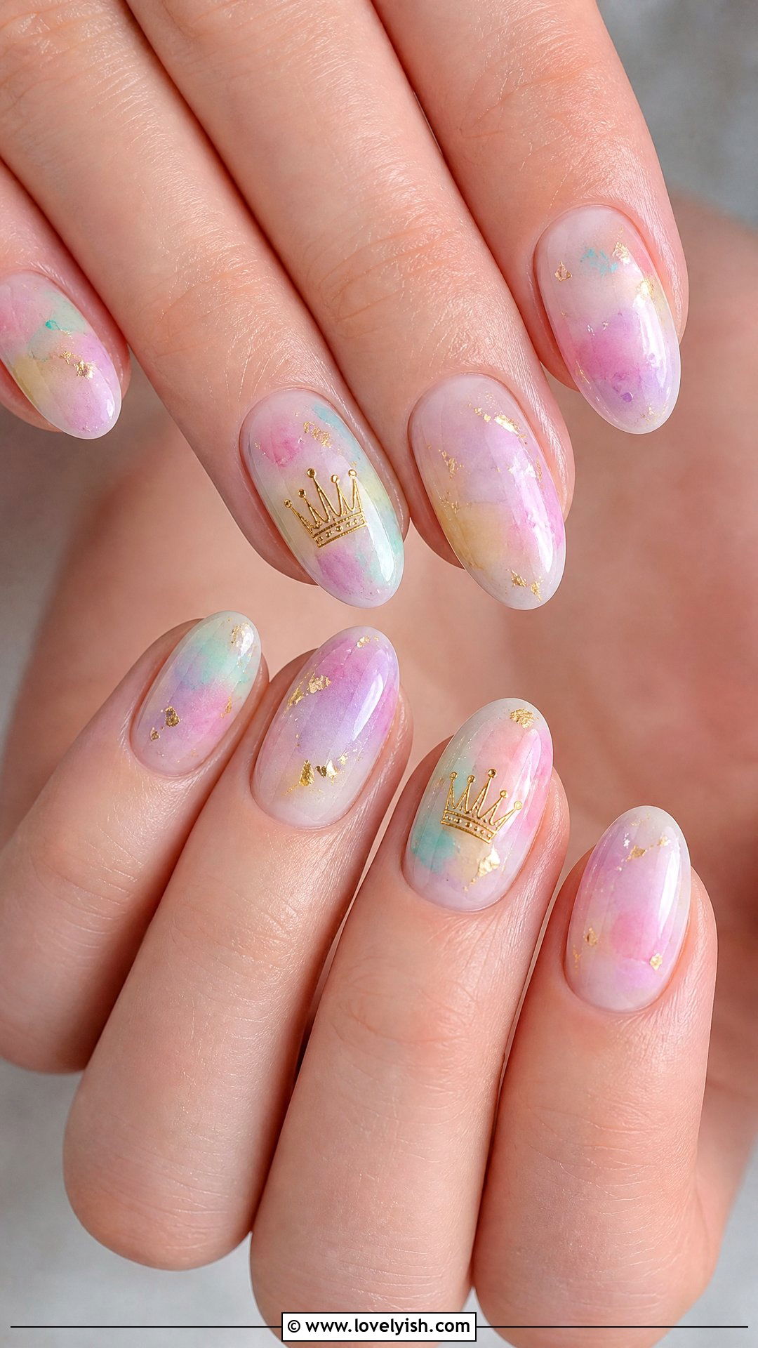 Disney Pastel Watercolor Princess Nails - 50 disney nail designs - 50 disney nail designs