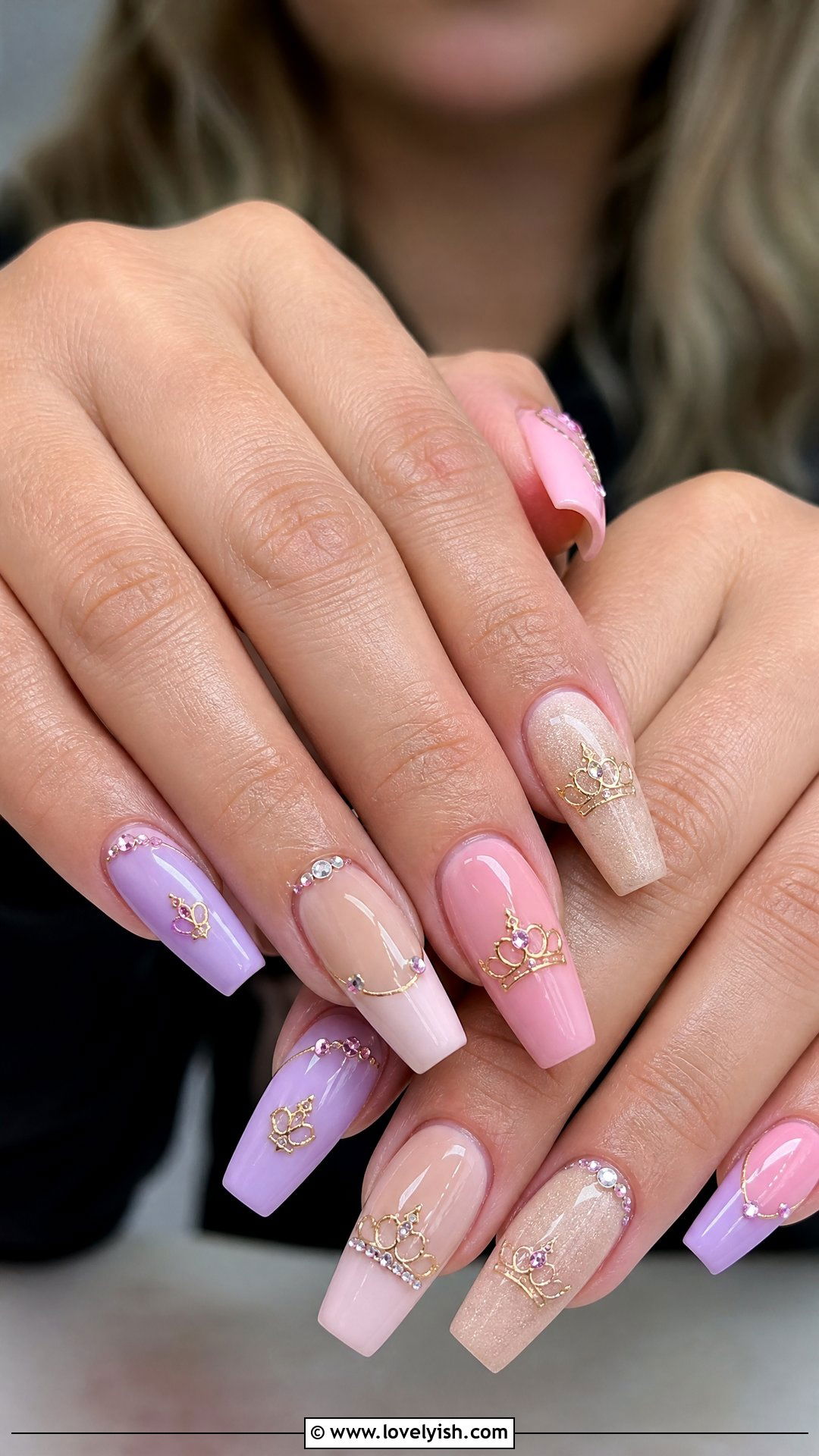 Disney Princess Crown Nails - 50 disney nail designs - 50 disney nail designs