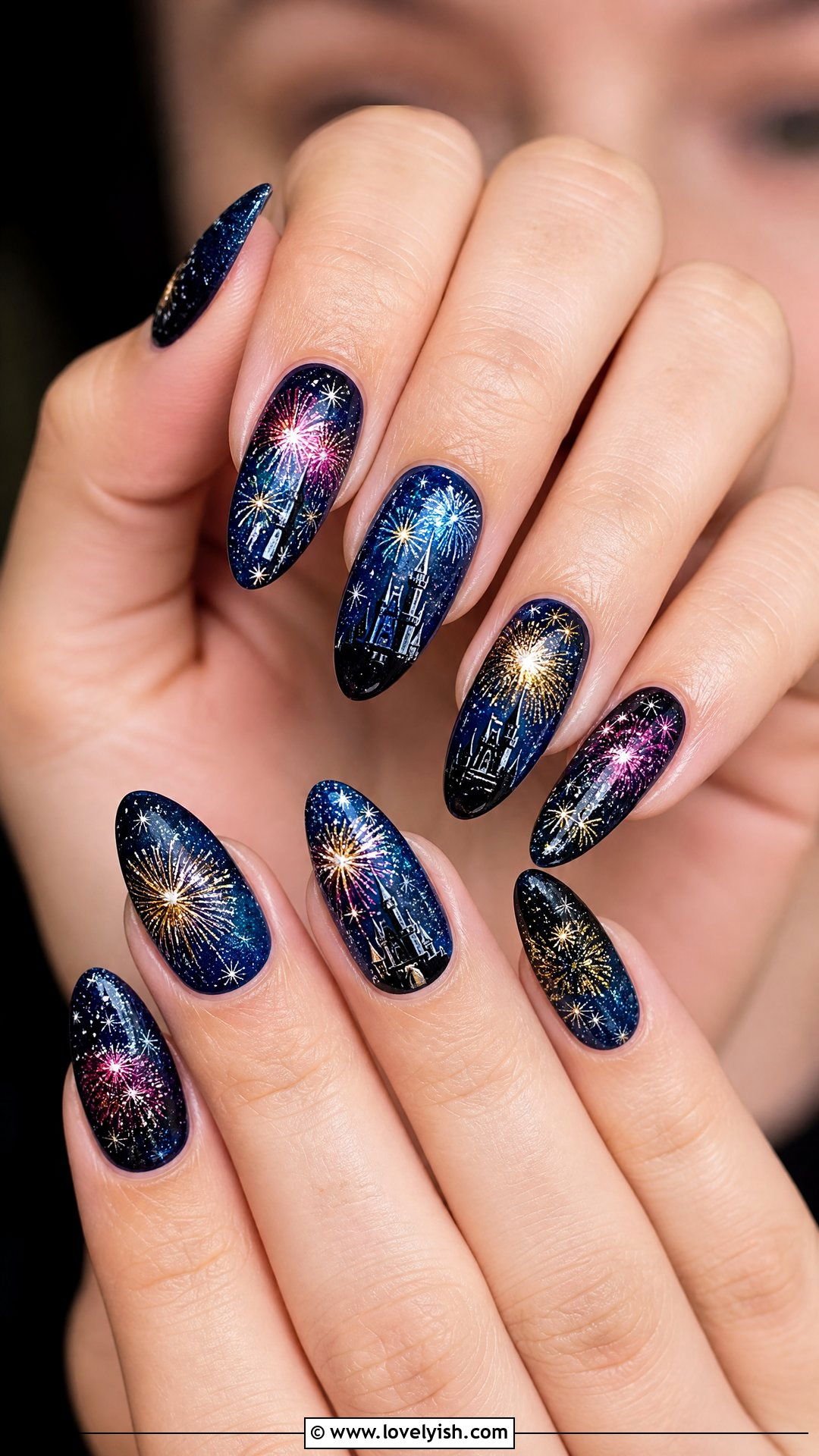 Disneyland Fireworks Nails - 50 disney nail designs - 50 disney nail designs