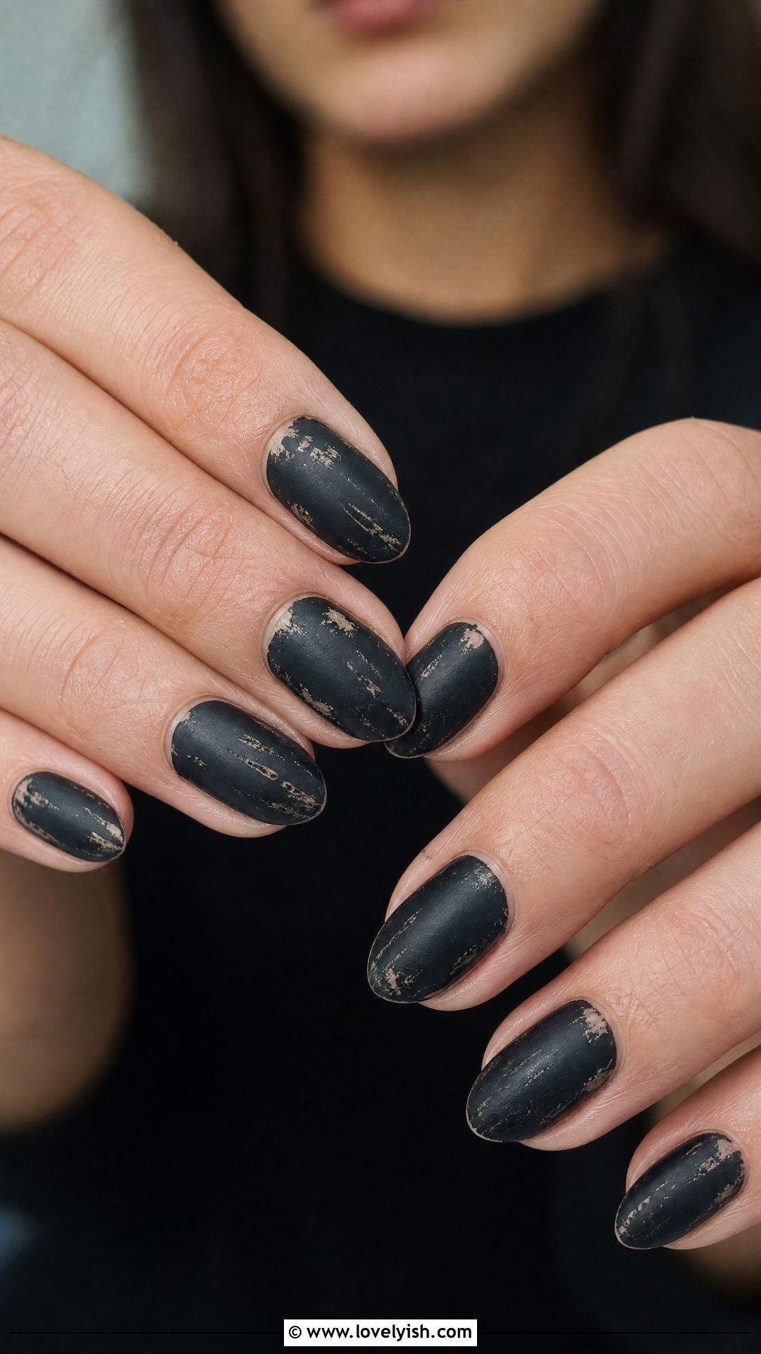 Distressed Grunge Black Nails - 50 goth nails - 50 goth nails