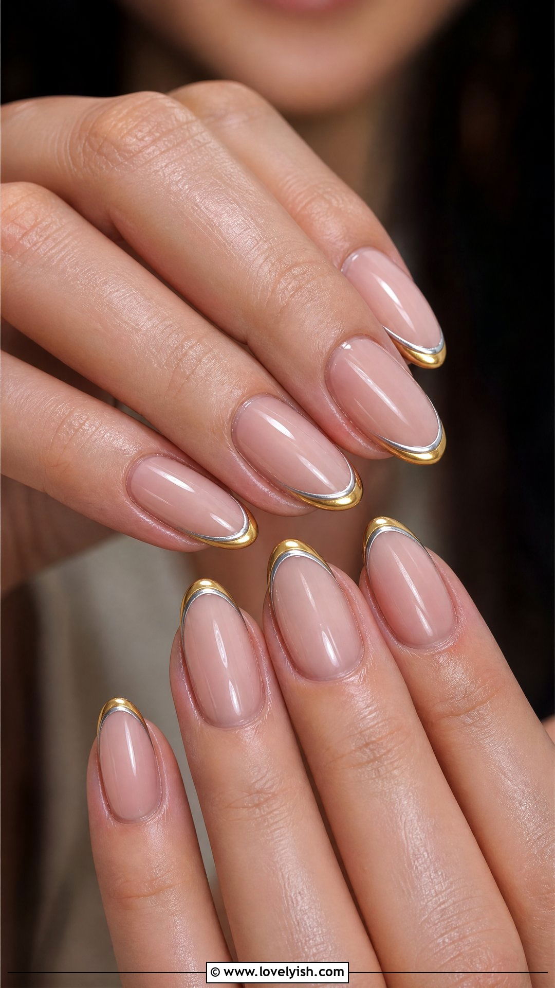Double Chrome French Tip Nails - 50 chrome french tip nails - 50 chrome french tip nails