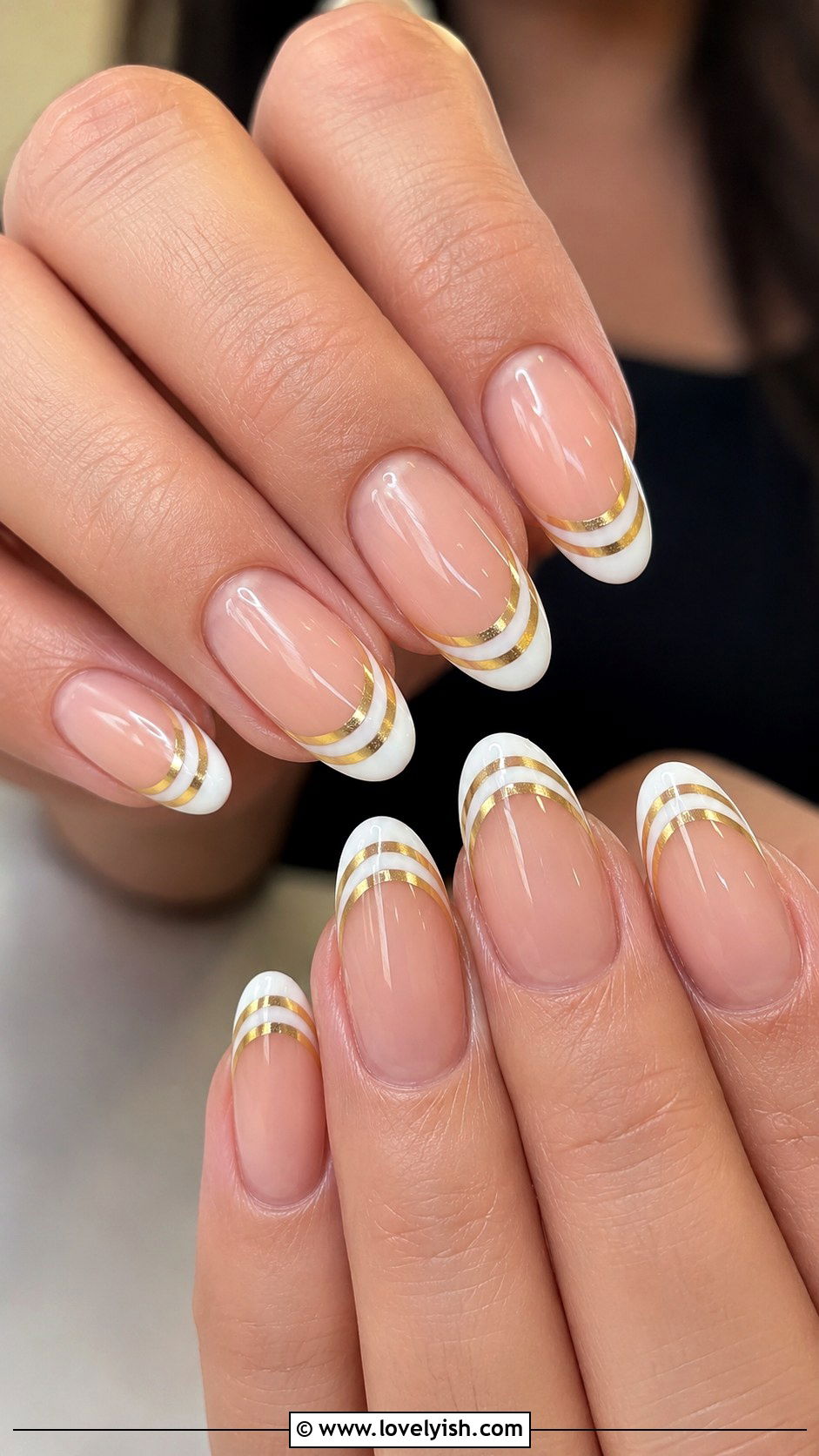 Double French Tip Almond Nails - 50 almond french tip nails - 50 almond french tip nails