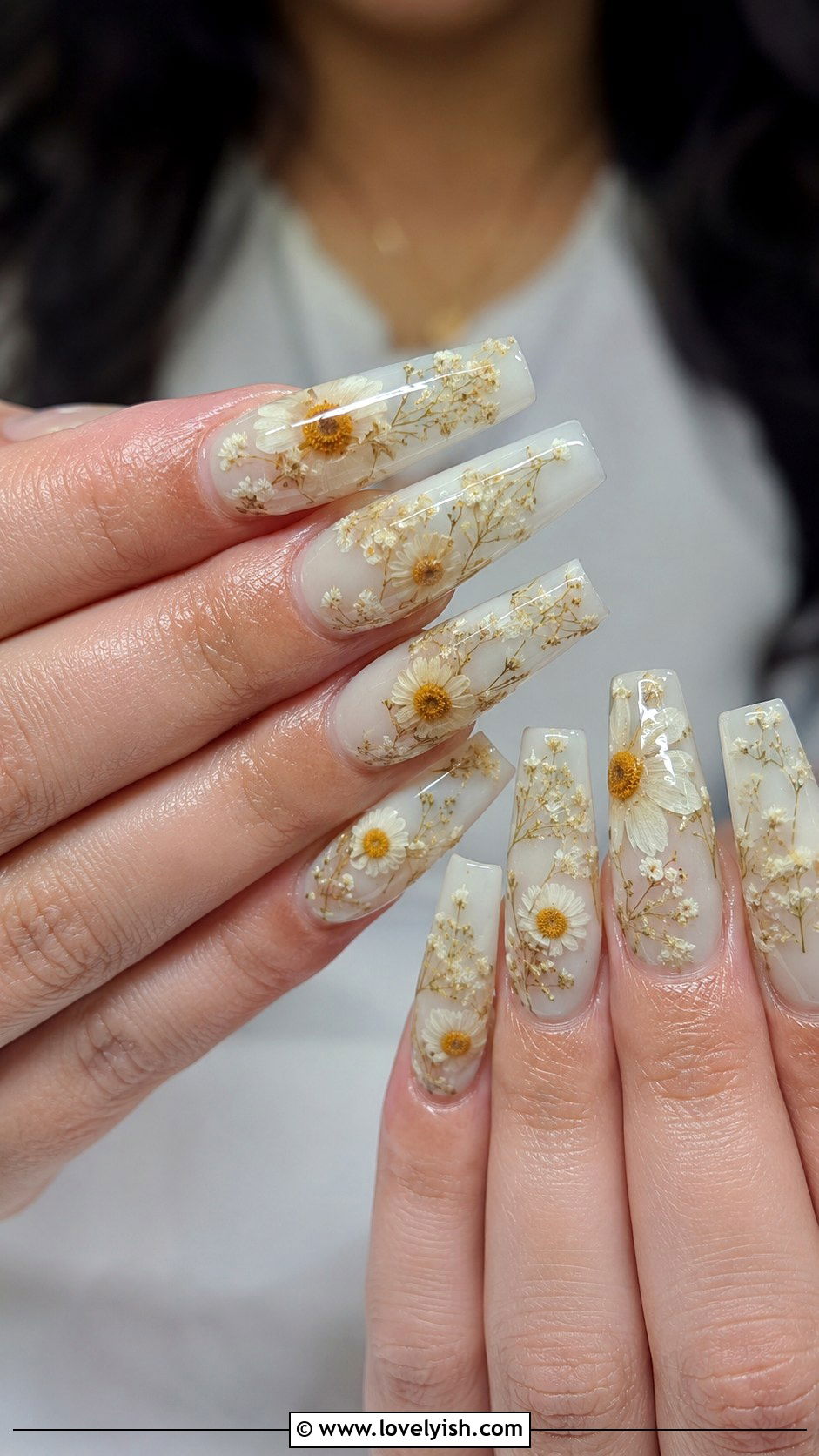 Dried Flower Encapsulated Nails - 38 flower nail art ideas - 38 flower nail art ideas