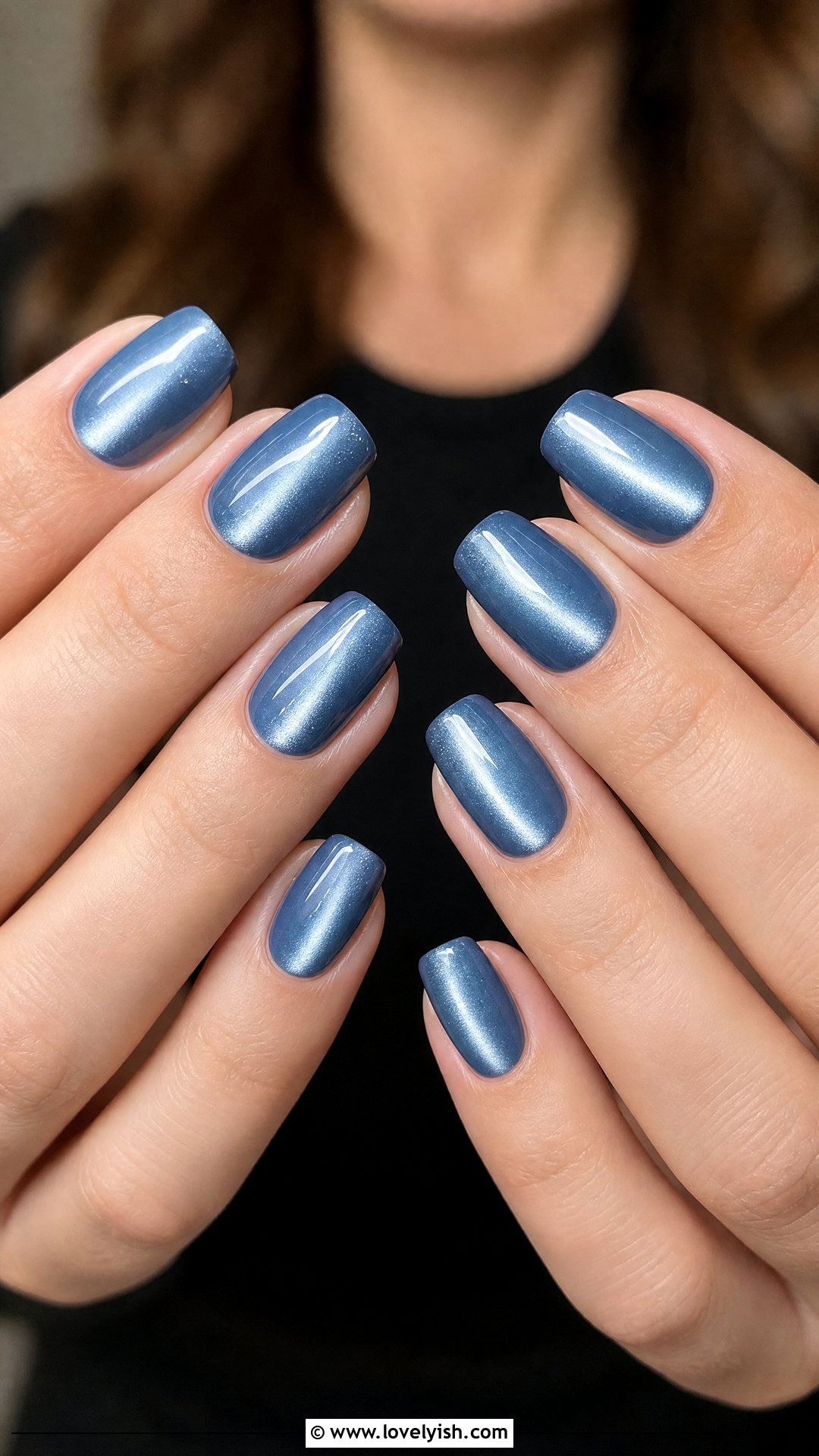 Dusty Blue Cat Eye Nails - 50 blue nails - 50 blue nails