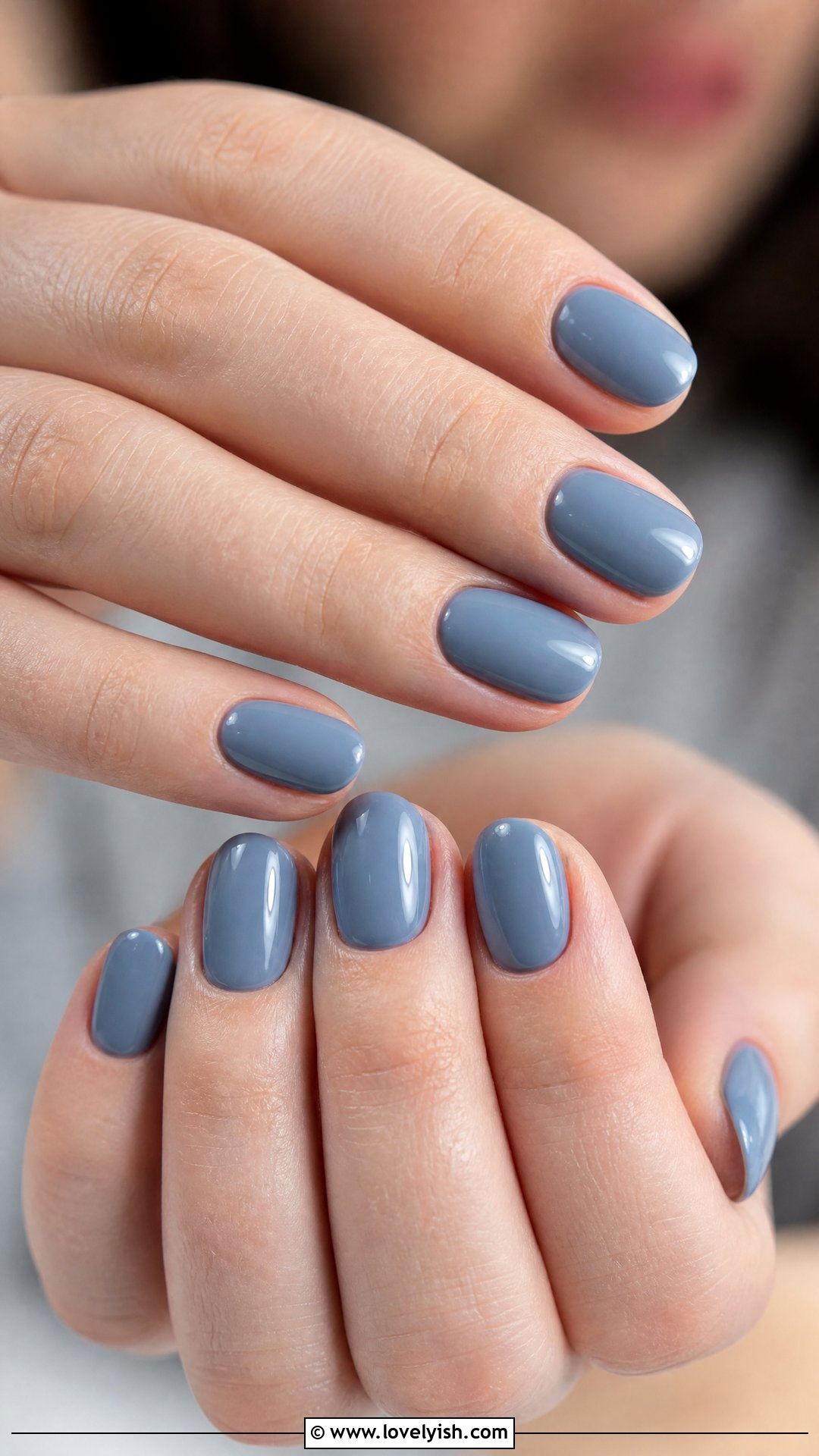 Dusty Blue Solid Nails - 38 simple nail art designs - 38 simple nail art designs