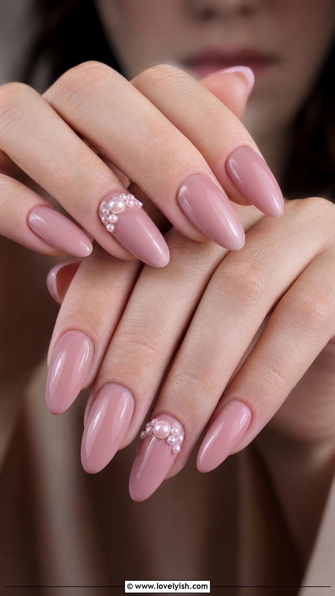 Dusty Pink Pearl Bead Nails - 50 elegant nails - 50 elegant nails