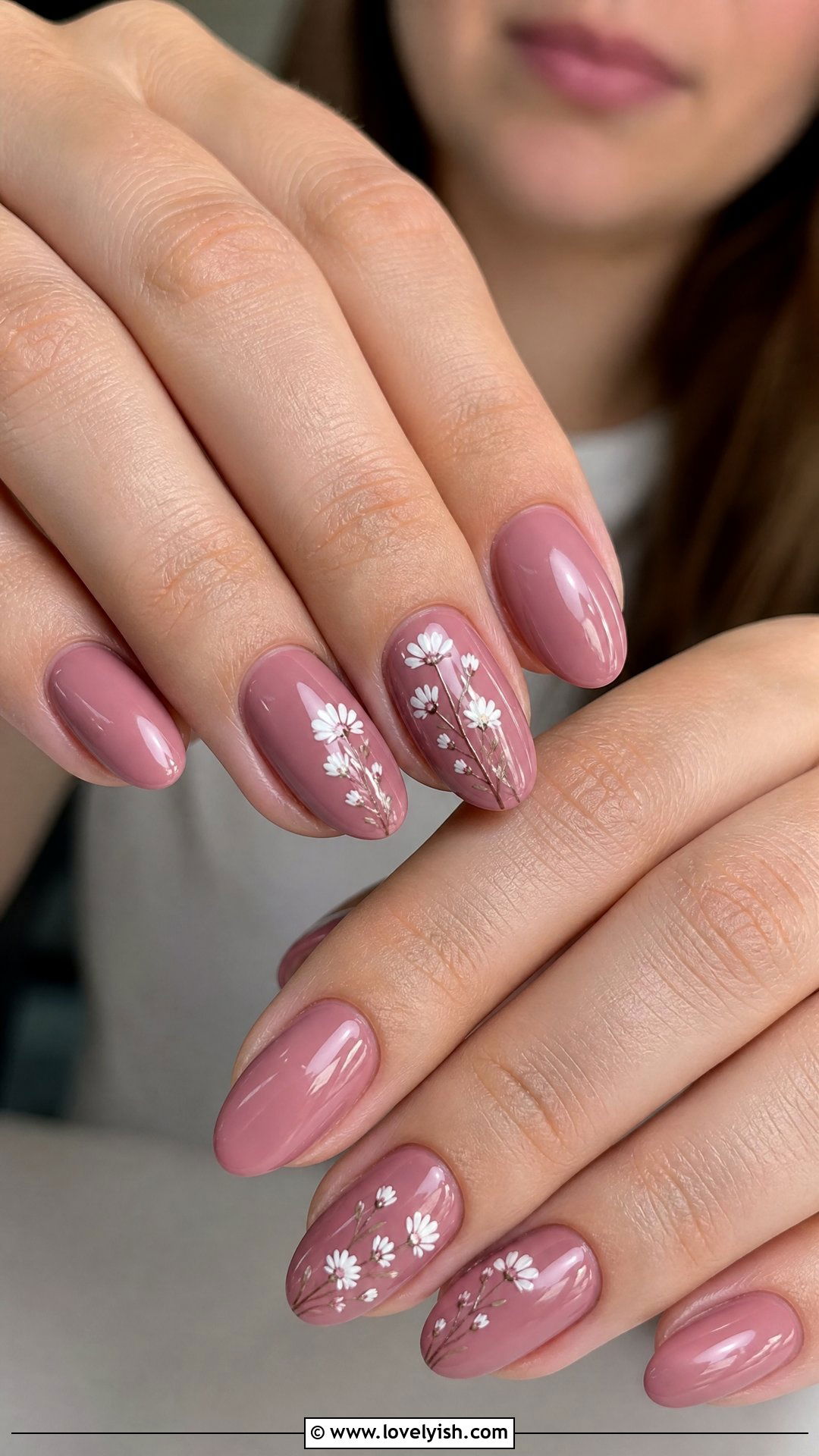 Dusty Rose Floral Nails - 50 cute nails - 50 cute nails