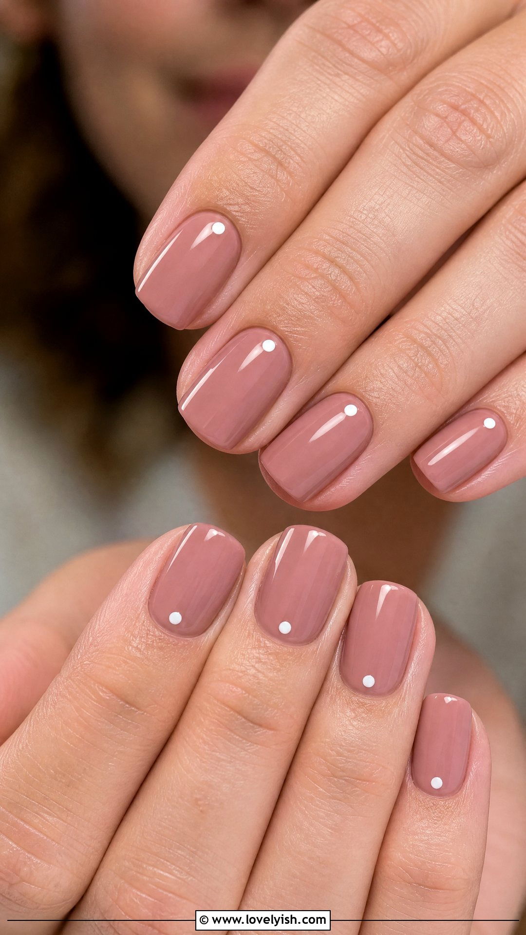 Dusty Rose Short Nails With Micro Dot Accent - 50 classy short nail designs - 50 classy short nail designs