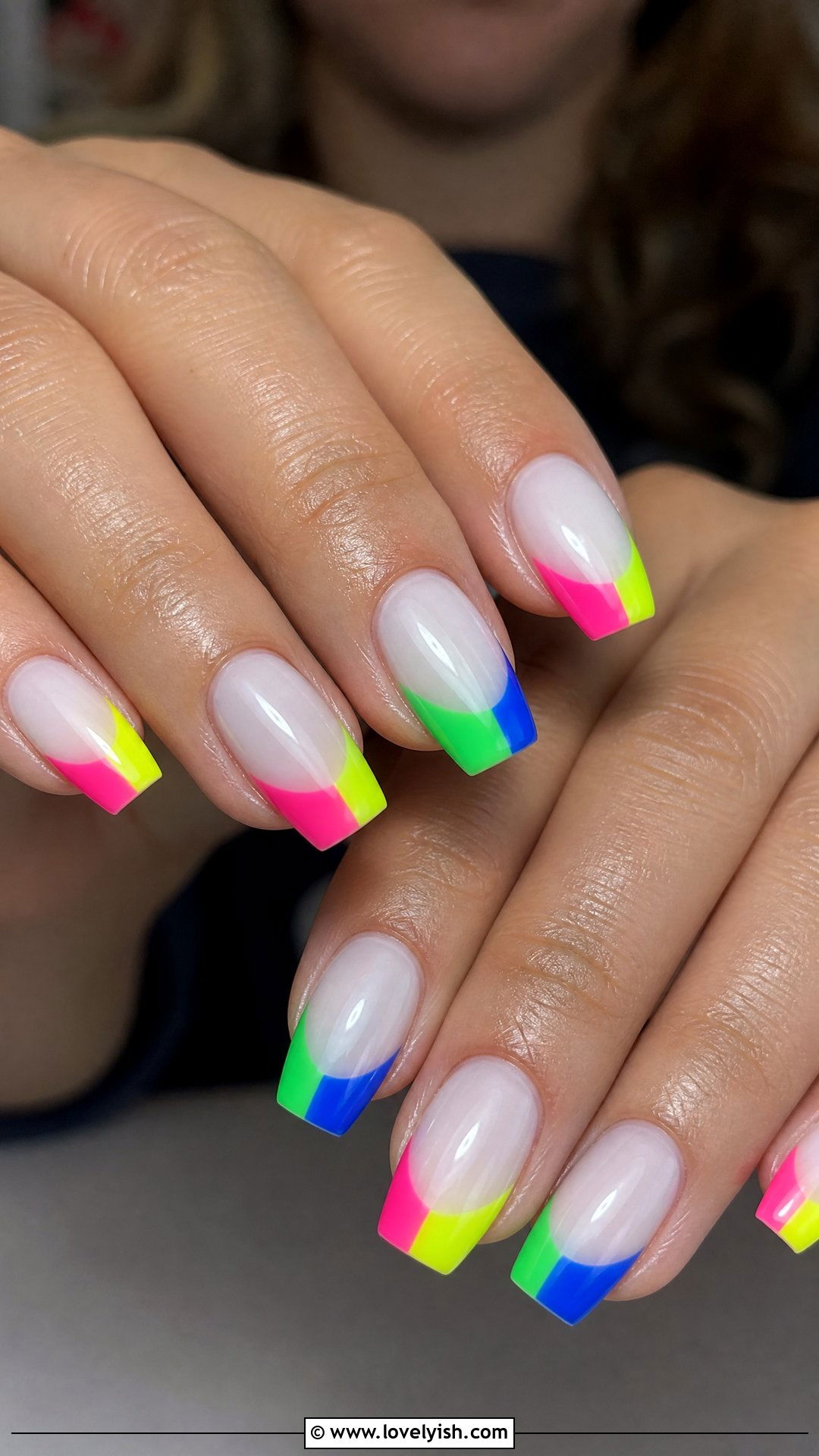EDM Neon Split French Tip Nails - 50 concert nails - 50 concert nails