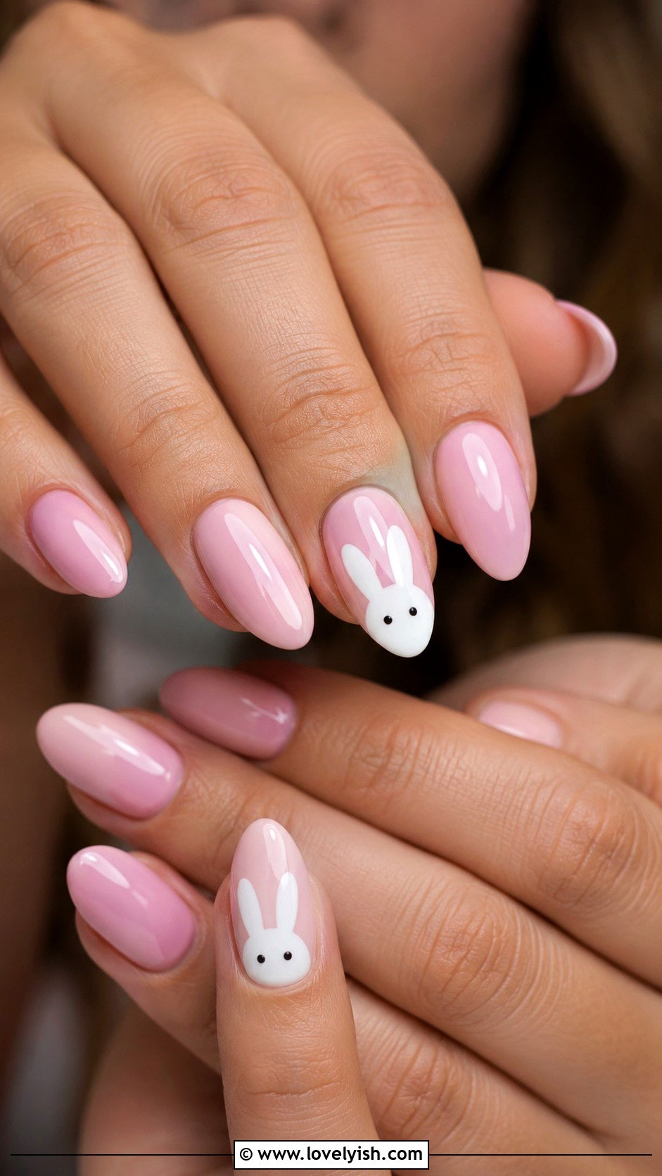 Easter Bunny Accent Nails - 44 easter nail designs - 44 easter nail designs