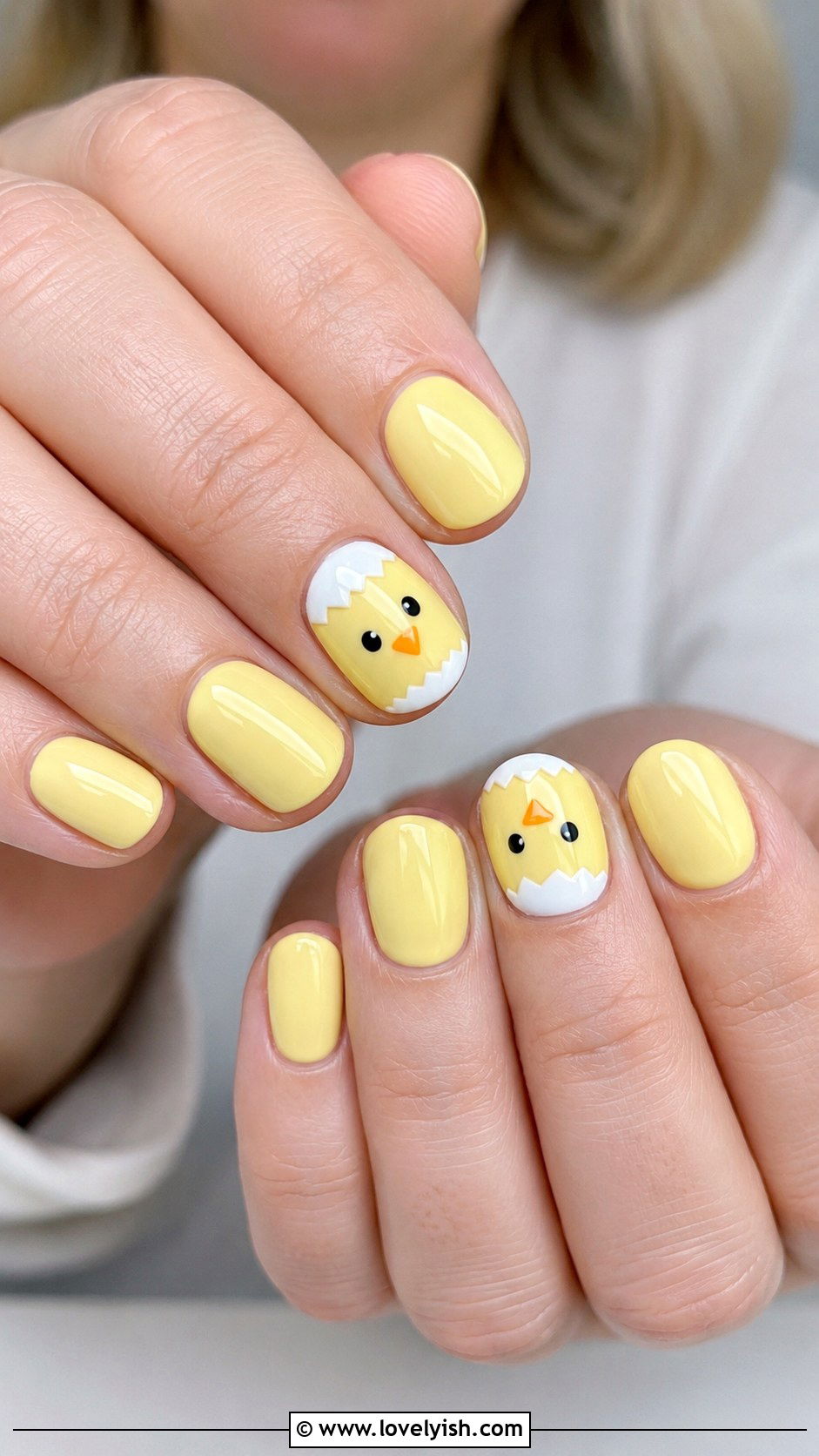 Easter Chick Yellow Nails With Accents - 44 easter nail designs - 44 easter nail designs