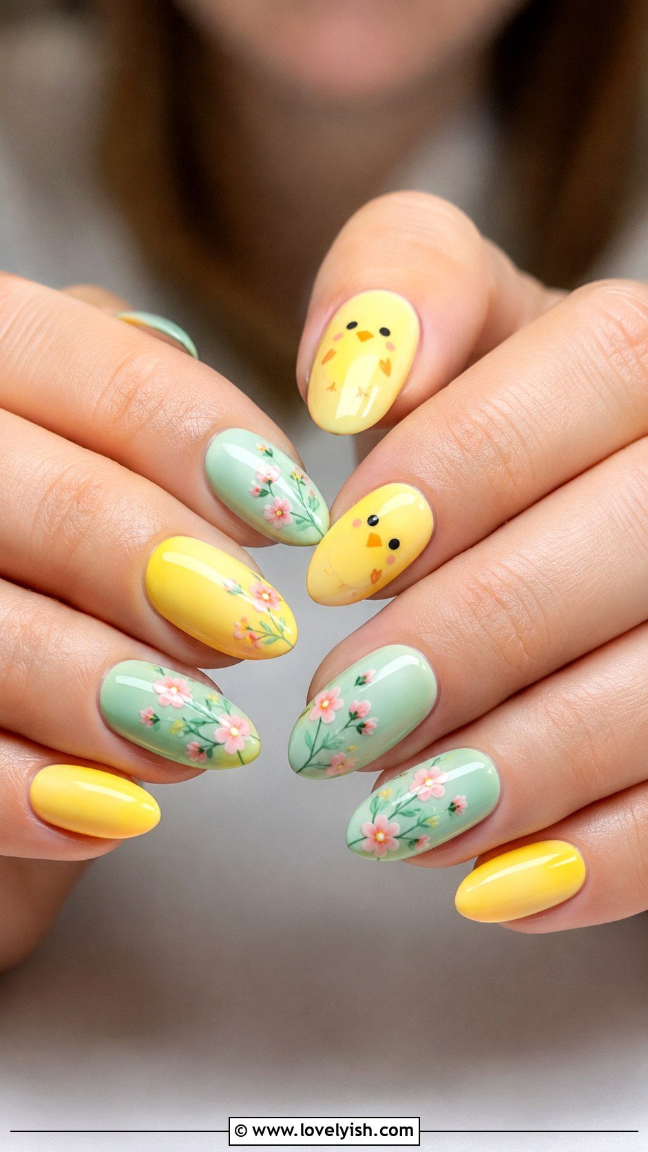 Easter Chick and Floral Full Nail Set - 44 easter nail designs - 44 easter nail designs