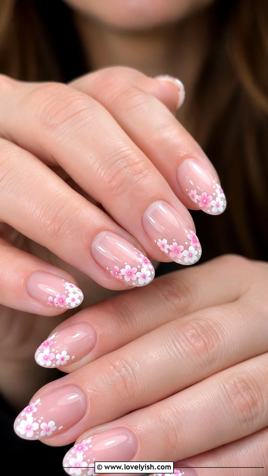 Easter Nails with Floral French Tips - 38 easter nail art ideas - 38 easter nail art ideas