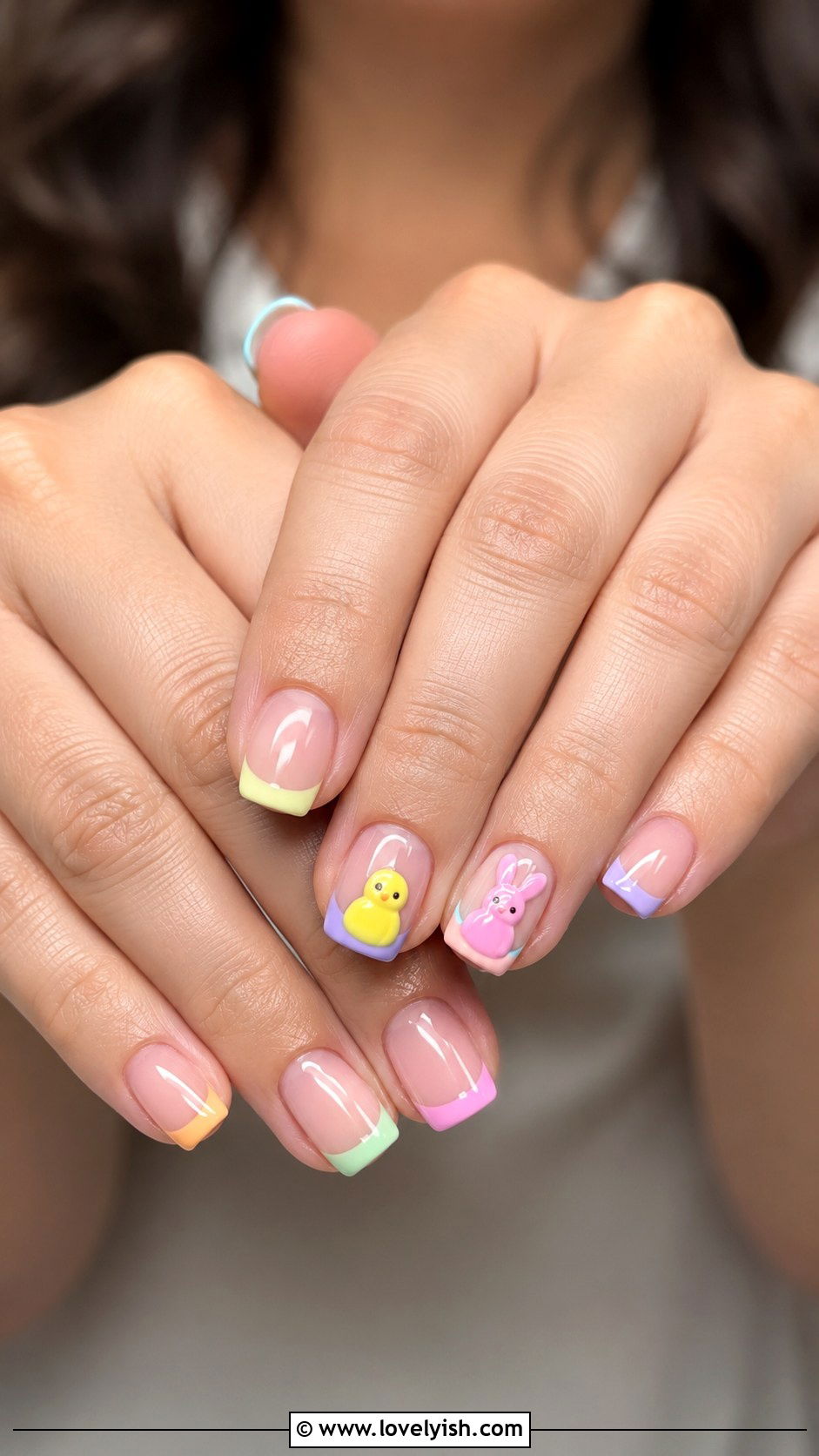 Easter Nails with Peep Accents - 38 easter nail art ideas - 38 easter nail art ideas