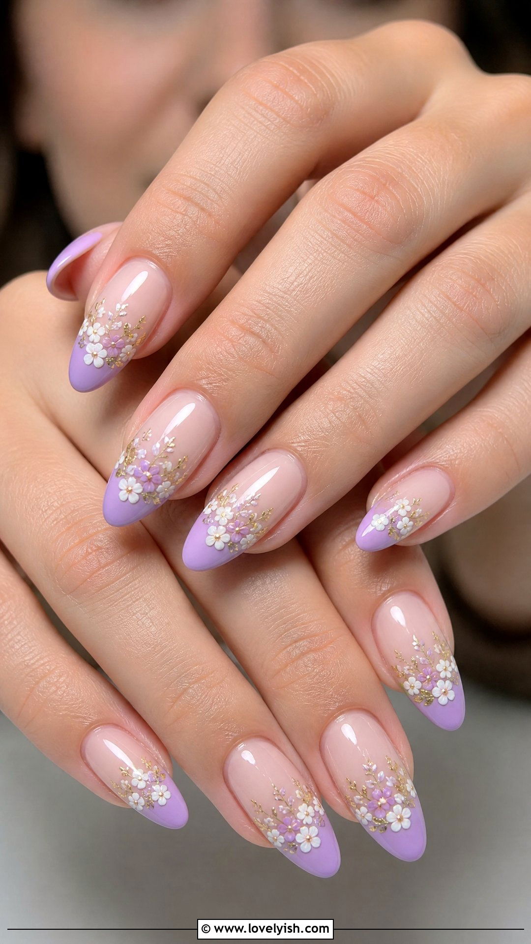 Easter Pastel Tip With Floral Base Nails - 31 easter nail designs 2026 - 31 easter nail designs 2026