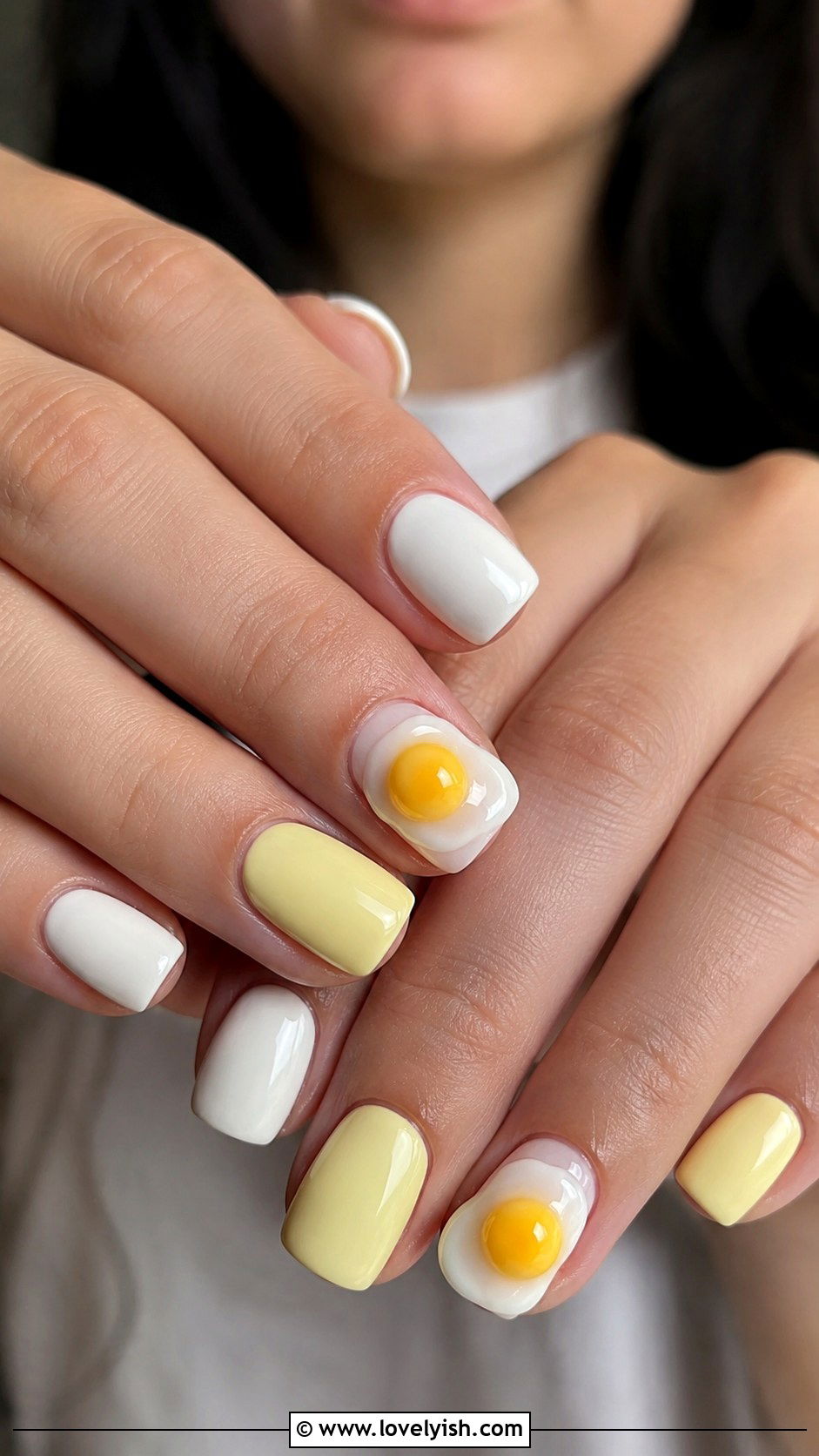 Egg Yolk 3D Nails - 38 easter nail art ideas - 38 easter nail art ideas