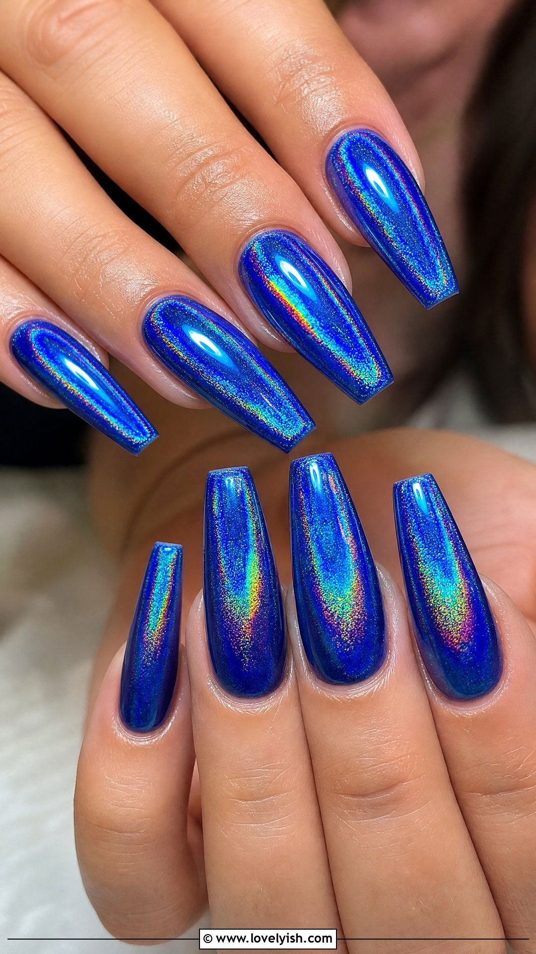Electric Blue Holographic Rave Nails - 50 concert nails - 50 concert nails