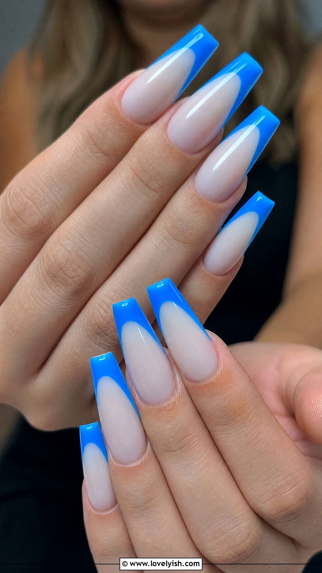 Electric Blue Neon Tip Nails - 38 blue nail designs - 38 blue nail designs