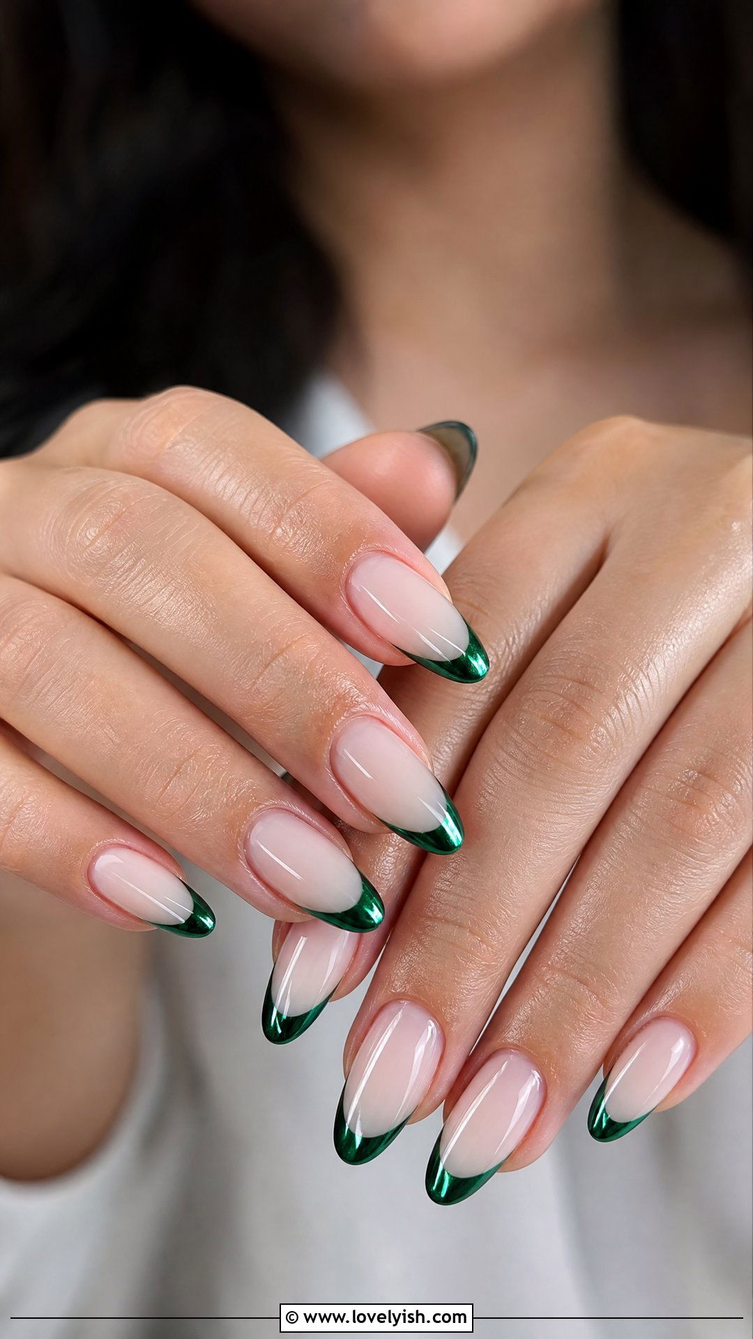 Emerald Chrome French Tip Nails - 50 chrome french tip nails - 50 chrome french tip nails