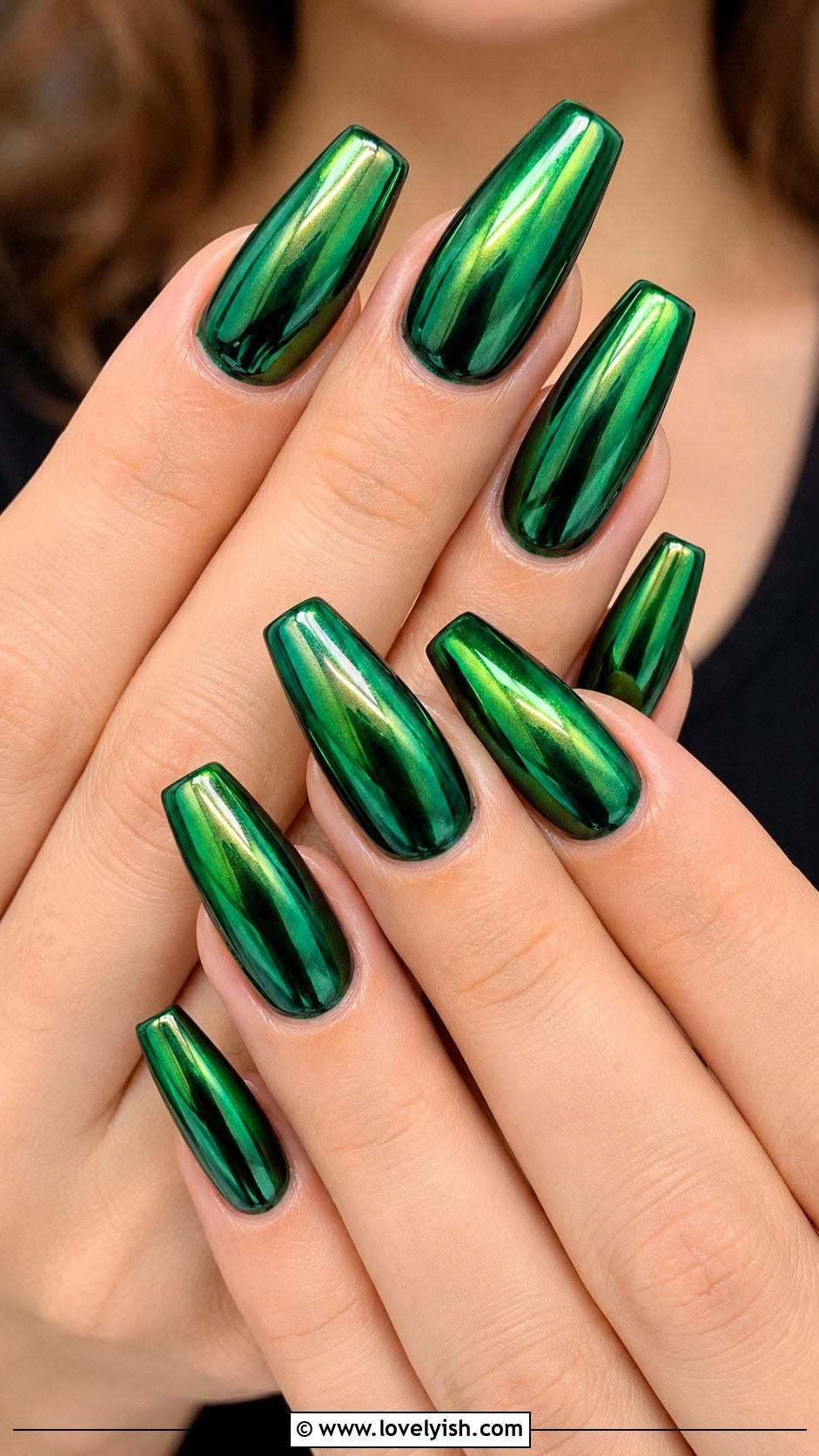 Emerald Green Chrome Nails - 50 nails - 50 nails