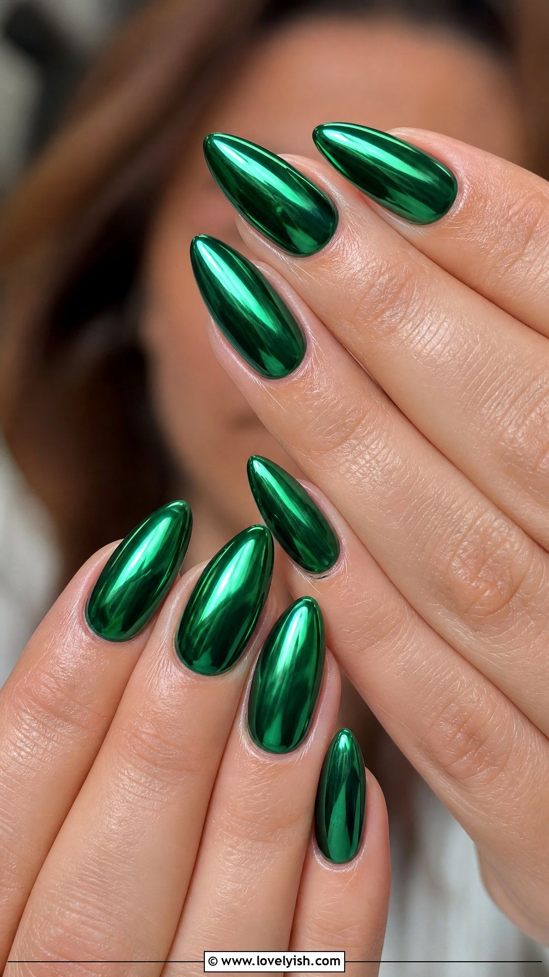 Emerald Green Chrome Nails - 50 pictures of nail designs - 50 pictures of nail designs