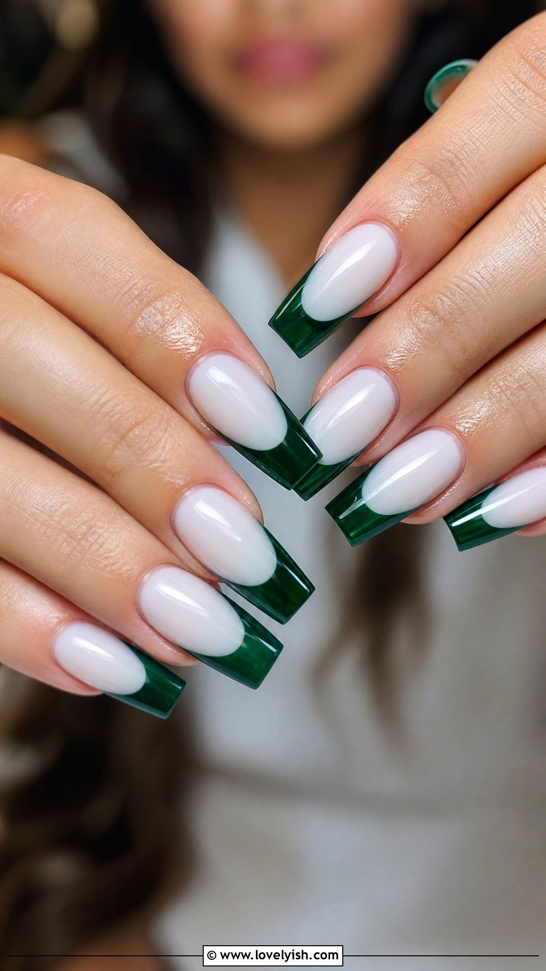 Emerald Green French Tip Nails - 50 colored french tip nails - 50 colored french tip nails
