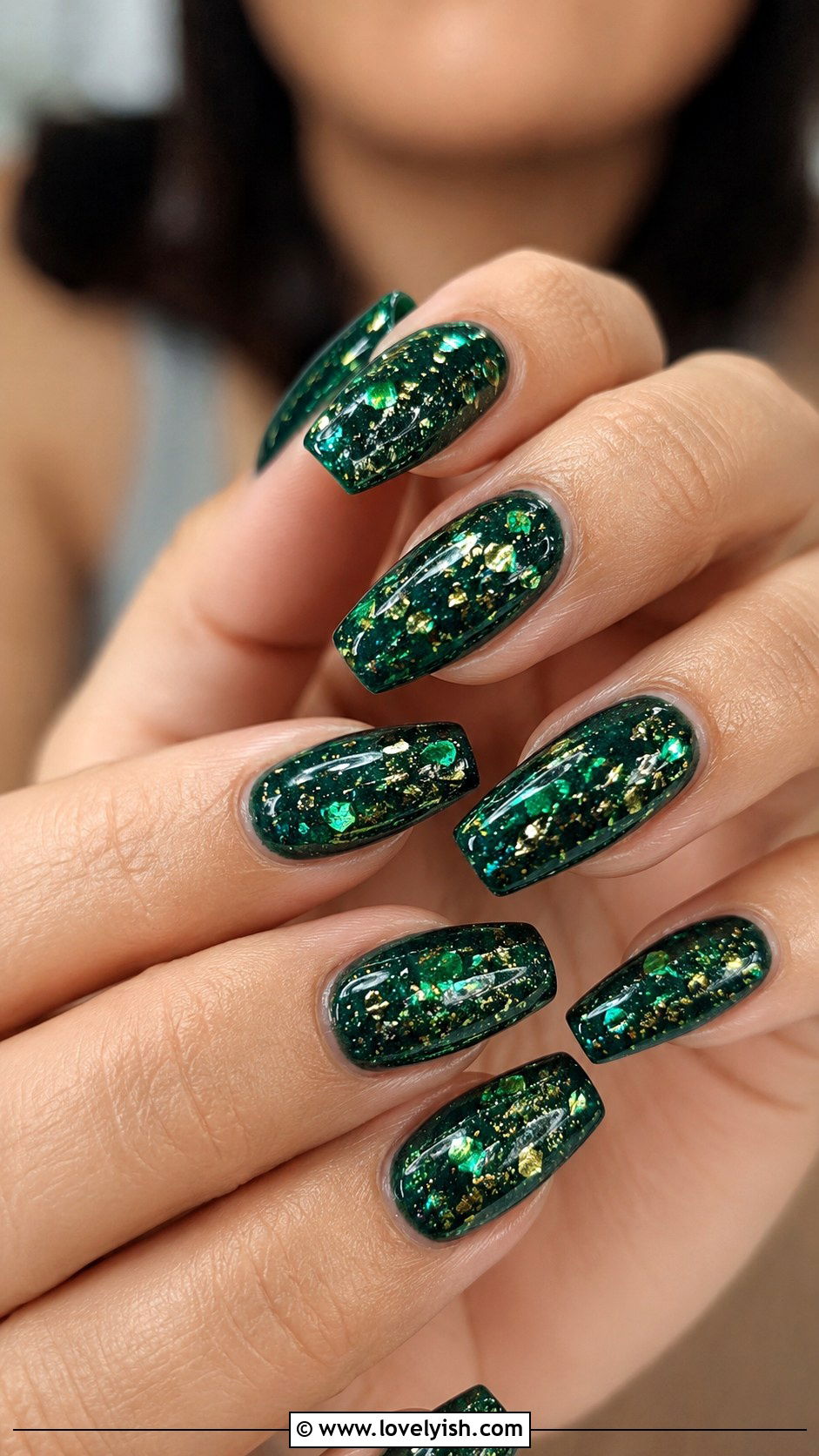Emerald Green Glitter Nails - 50 glitter nails - 50 glitter nails