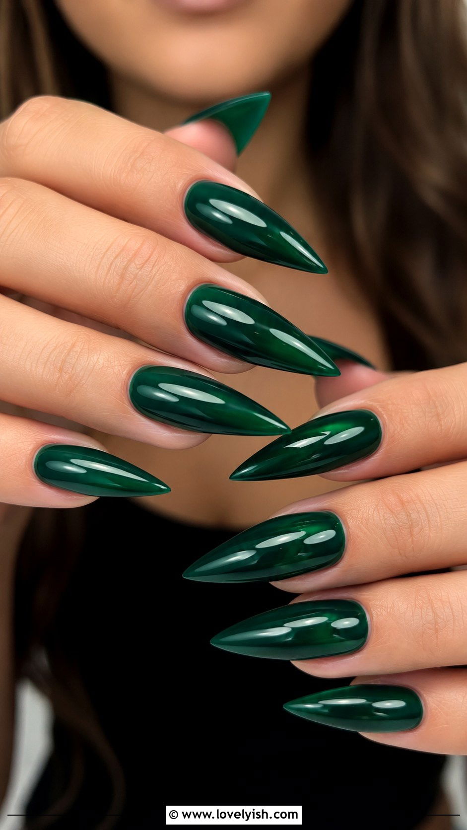 Emerald Green Stiletto Gel X Nails - 50 gel x nails - 50 gel x nails