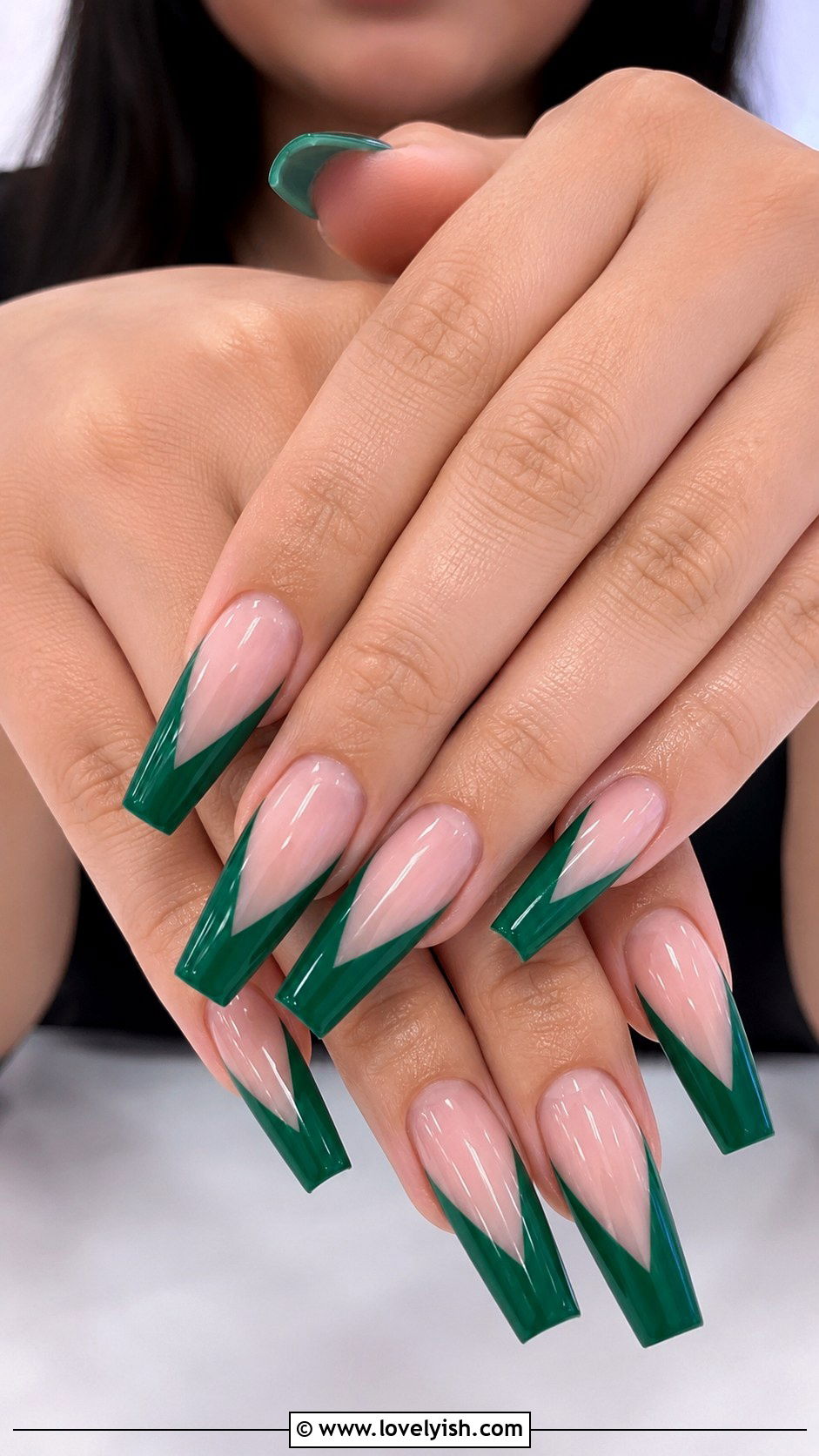 Emerald Green V Tip Nails - 50 green nails - 50 green nails