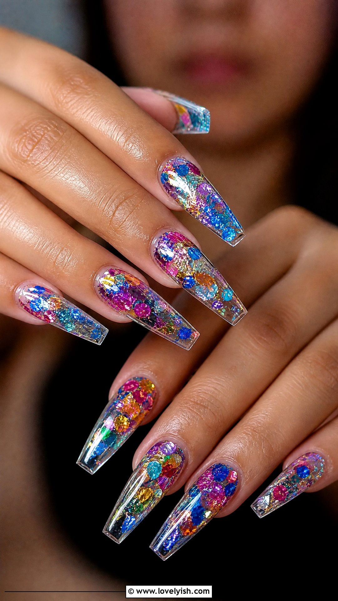 Encapsulated Glitter Glass Nails - 50 sparkly nails - 50 sparkly nails