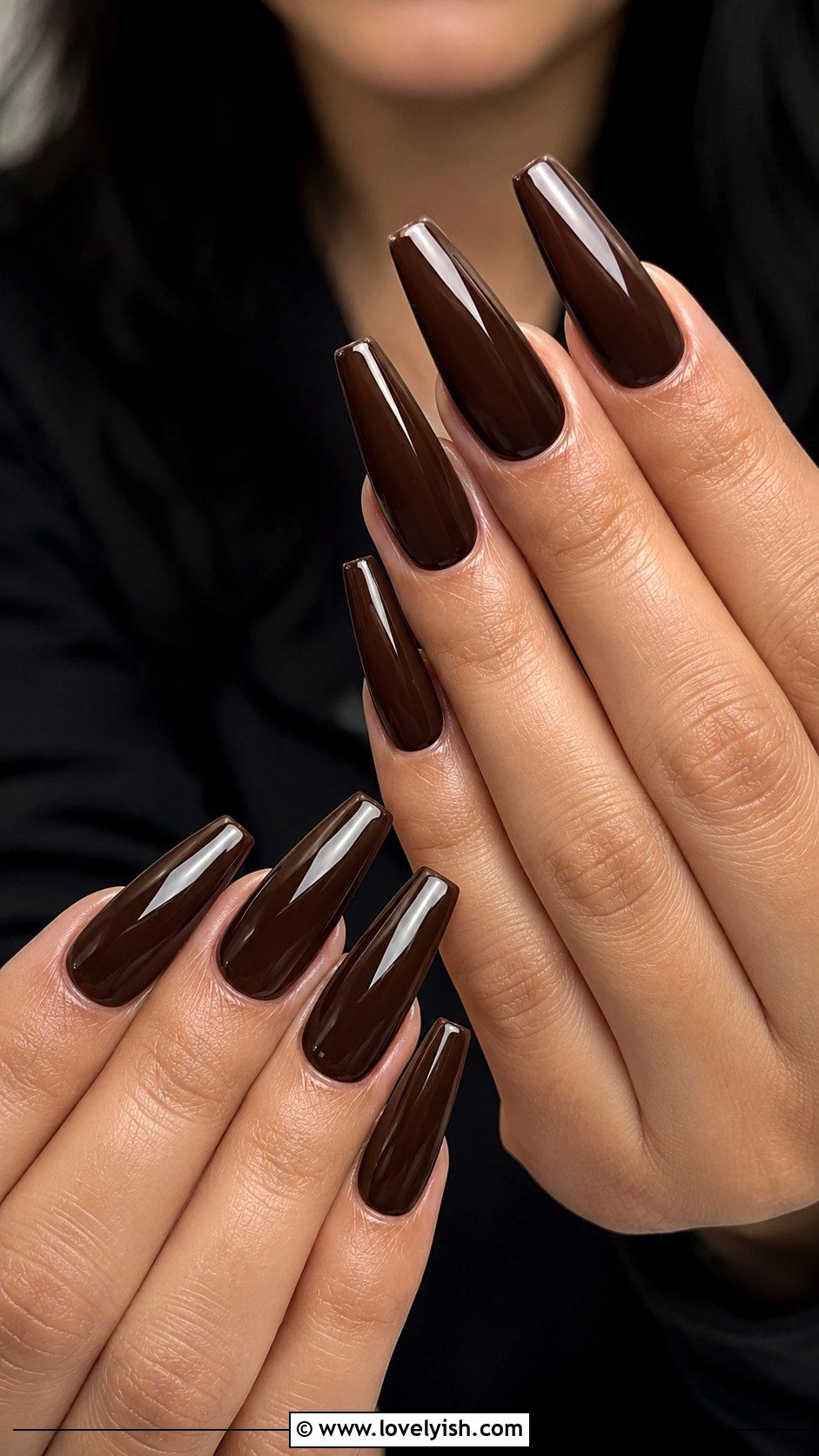 Espresso Brown Coffin Nails - 25 coffin nail designs - 25 coffin nail designs