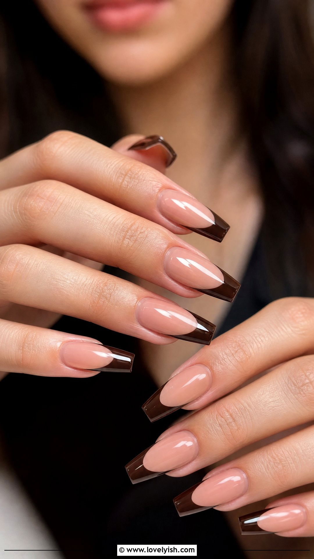 Espresso Brown French Tip Nails - 50 colored french tip nails - 50 colored french tip nails