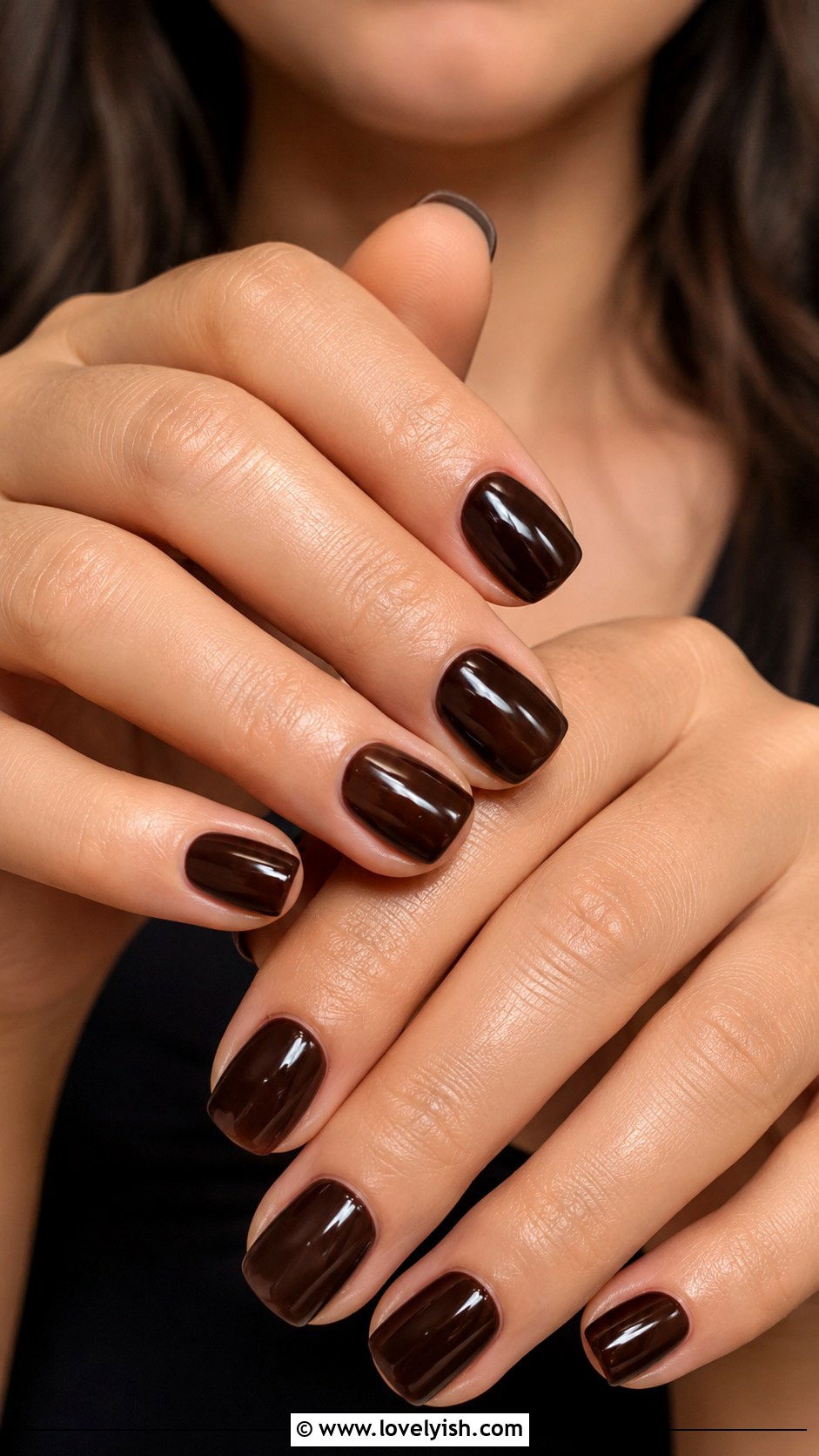 Espresso Brown Glossy Nails - 25 elegant nail designs - 25 elegant nail designs