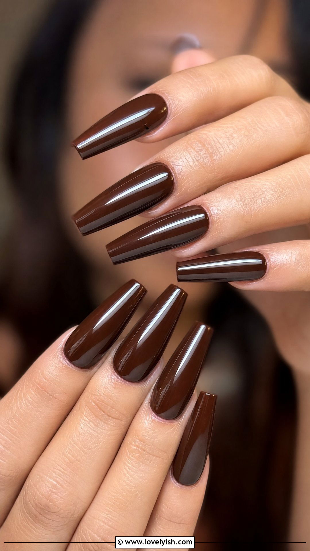 Espresso Brown Glossy Nails - 50 classy nails - 50 classy nails