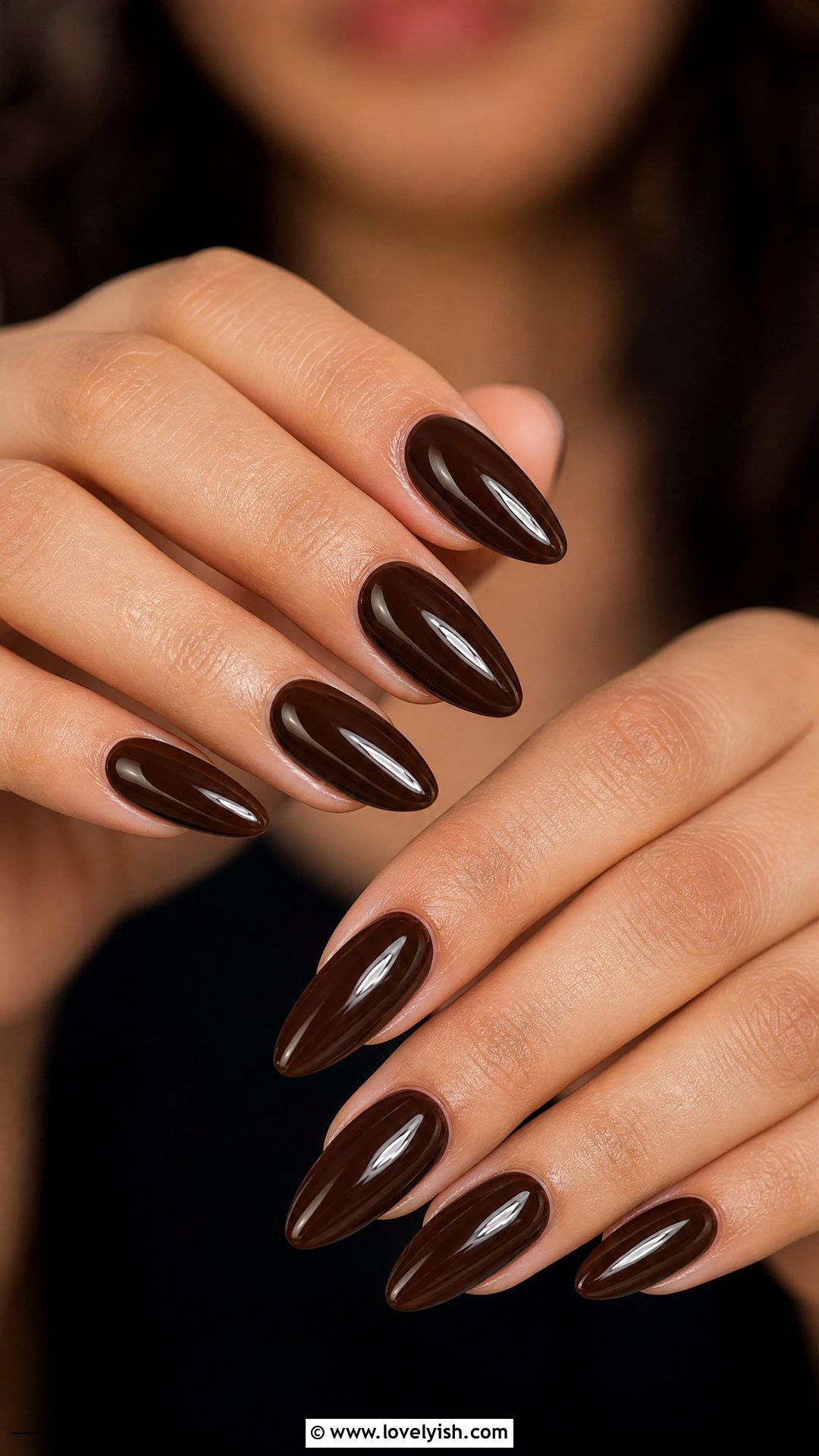 Espresso Brown Glossy Nails - 50 elegant nails - 50 elegant nails