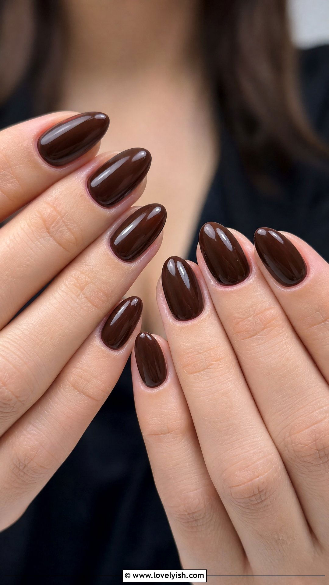Espresso Brown Glossy Nails - 25 classy nail ideas - 25 classy nail ideas
