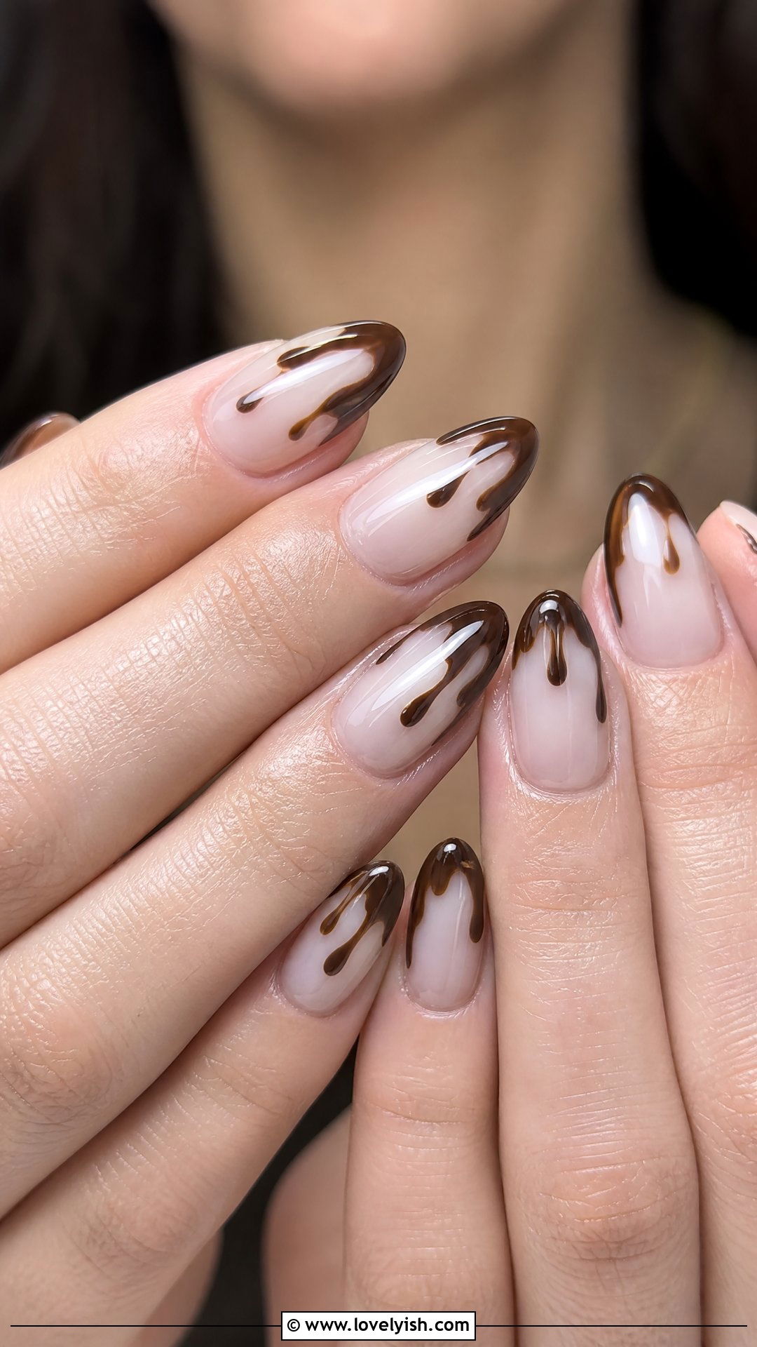 Espresso Drip Glossy Nails - 50 dark nail designs - 50 dark nail designs